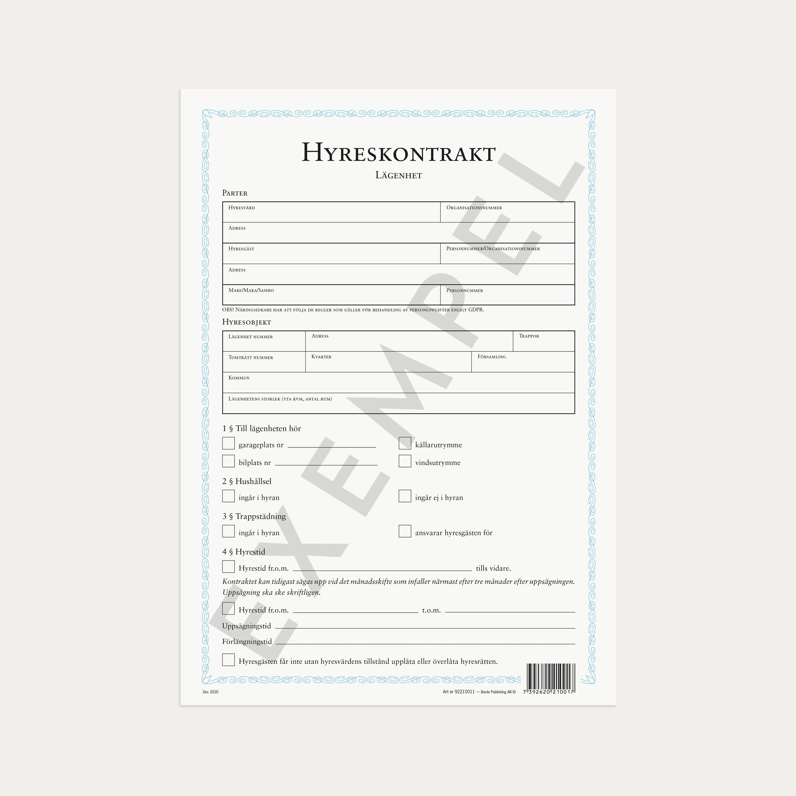 Hyreskontrakt lgh + borgensförb 2 st