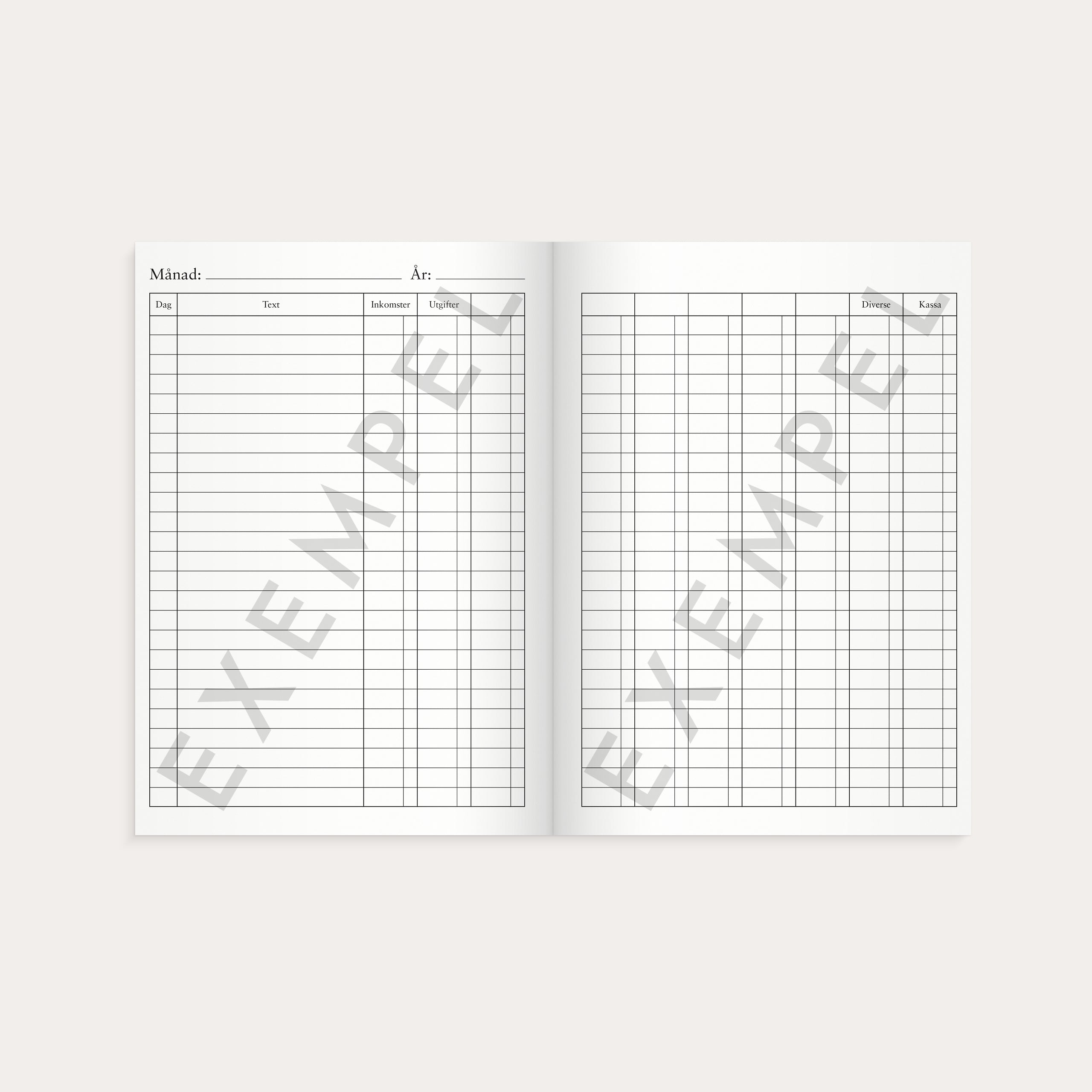 Kassabok med konton A5