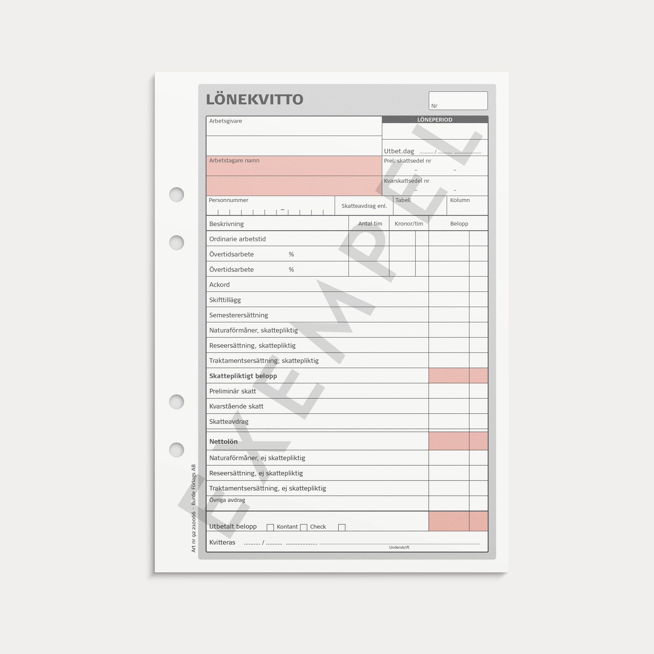 Lönekvitto A5 med 1 kopia 2 x 50 blad
