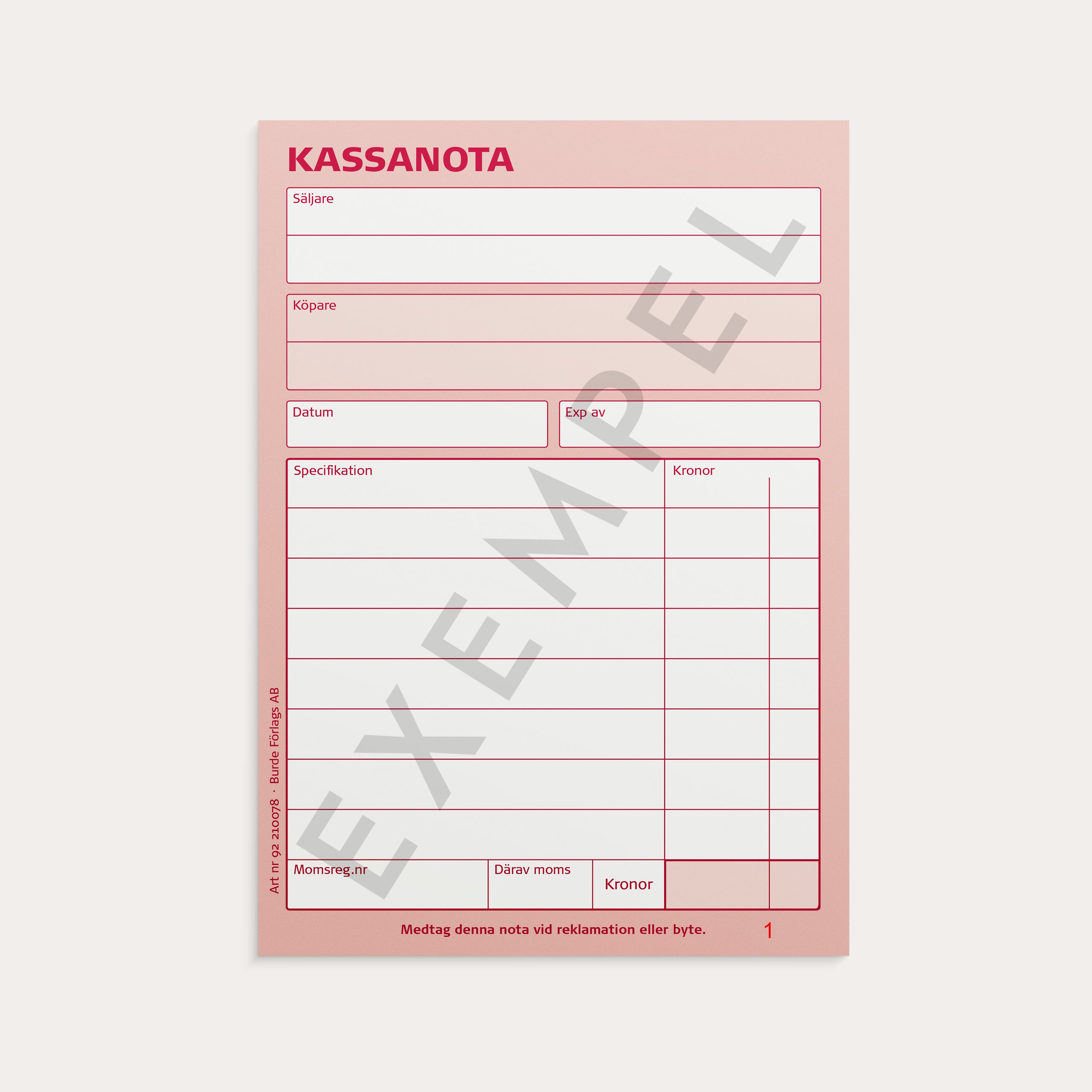 Kassanota A6 numrerade 2 x 50 blad