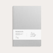 Muistikirja harmaa pellavatekstiili viivoitettu A4