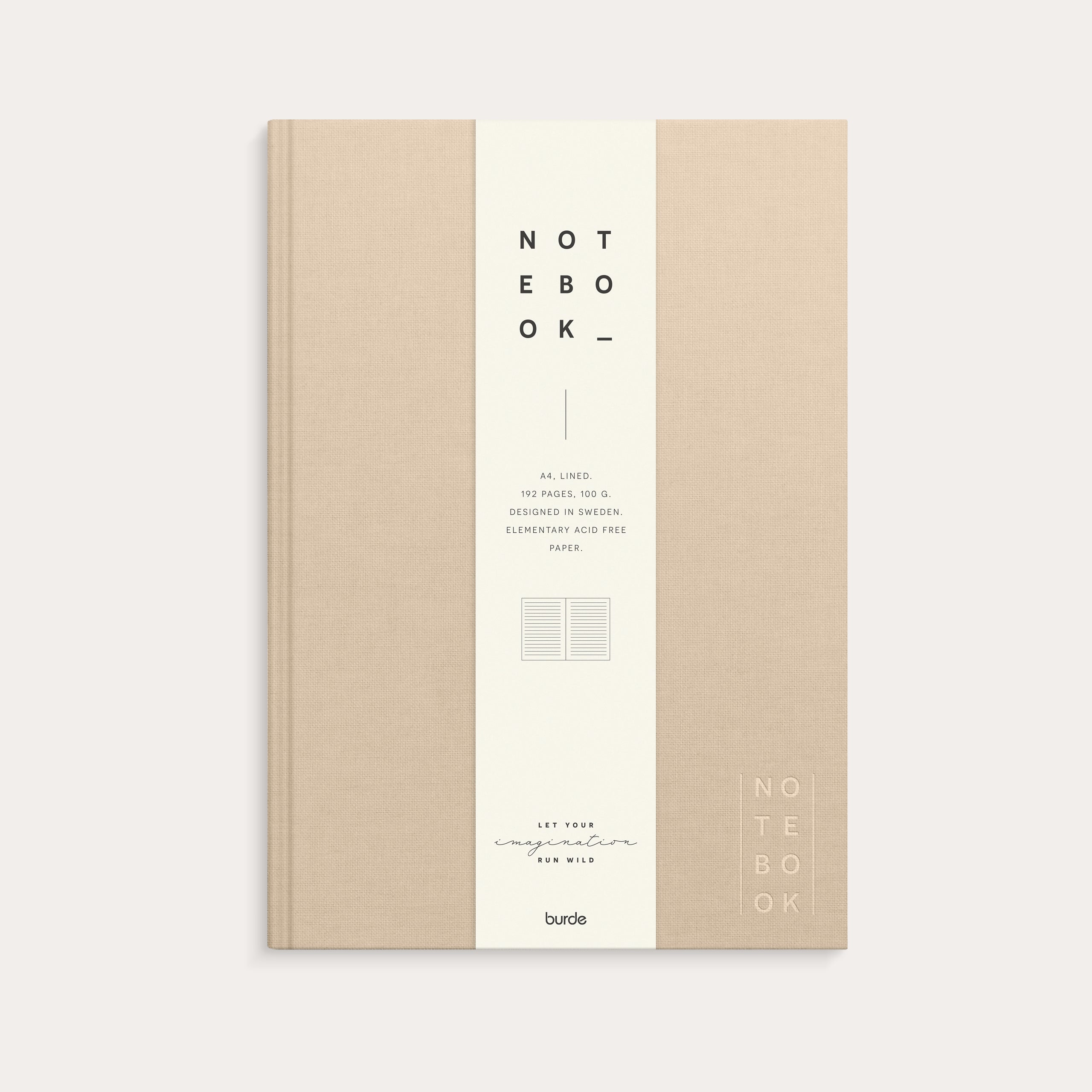 Notebook Textile Beige lined A4