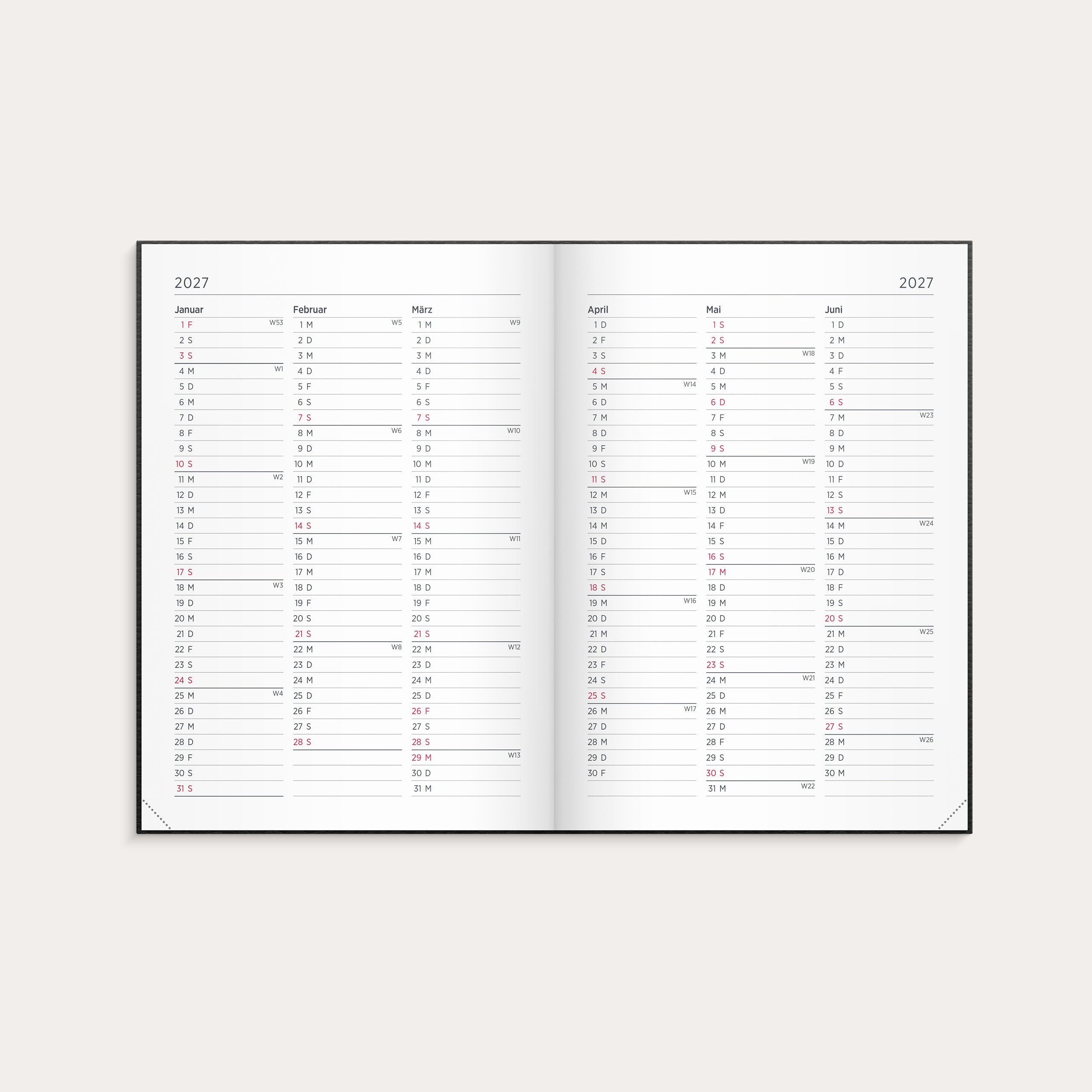 Kalender 2026 Senator A5 Vega schwarz