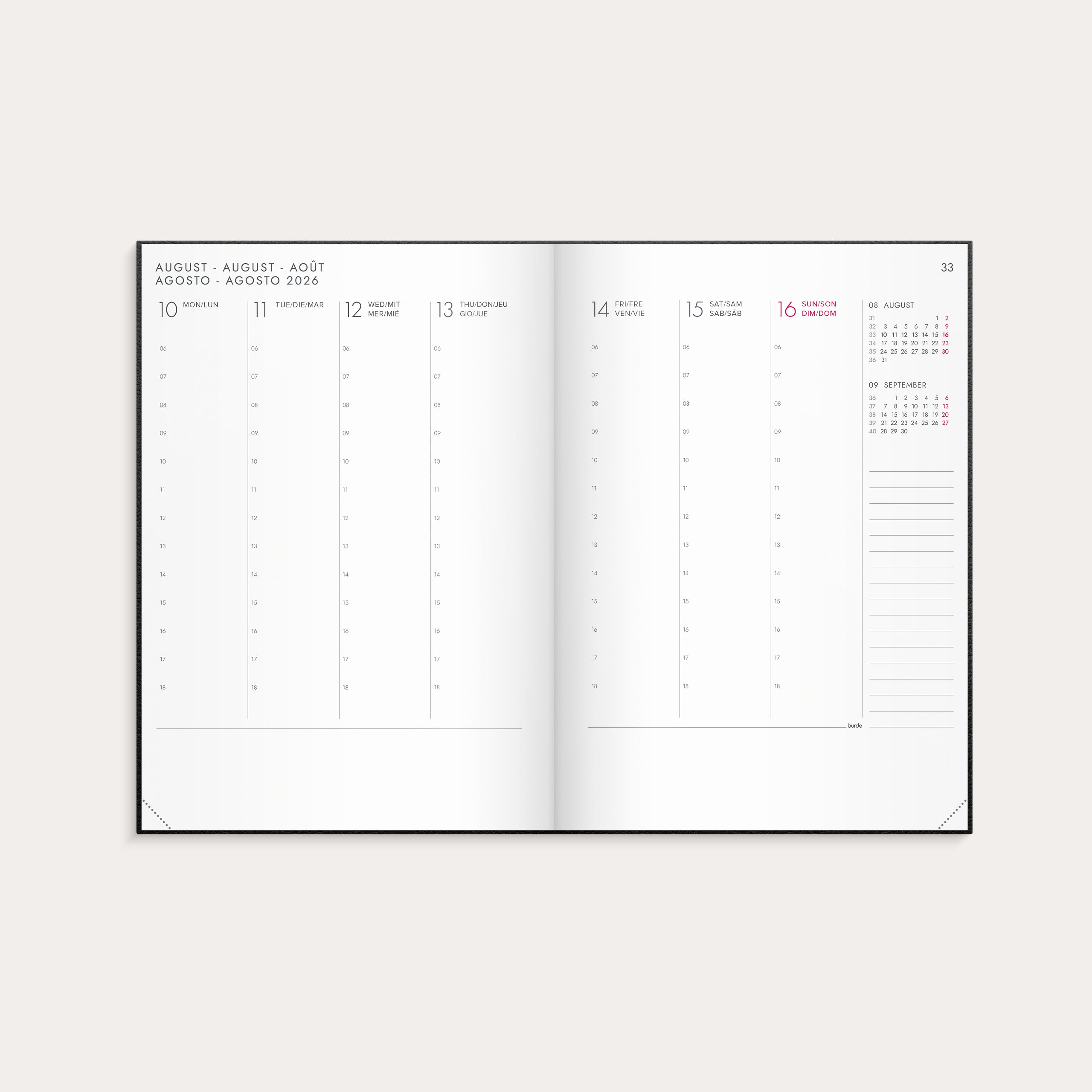 Kalender 2026 Agency A5 Vega schwarz