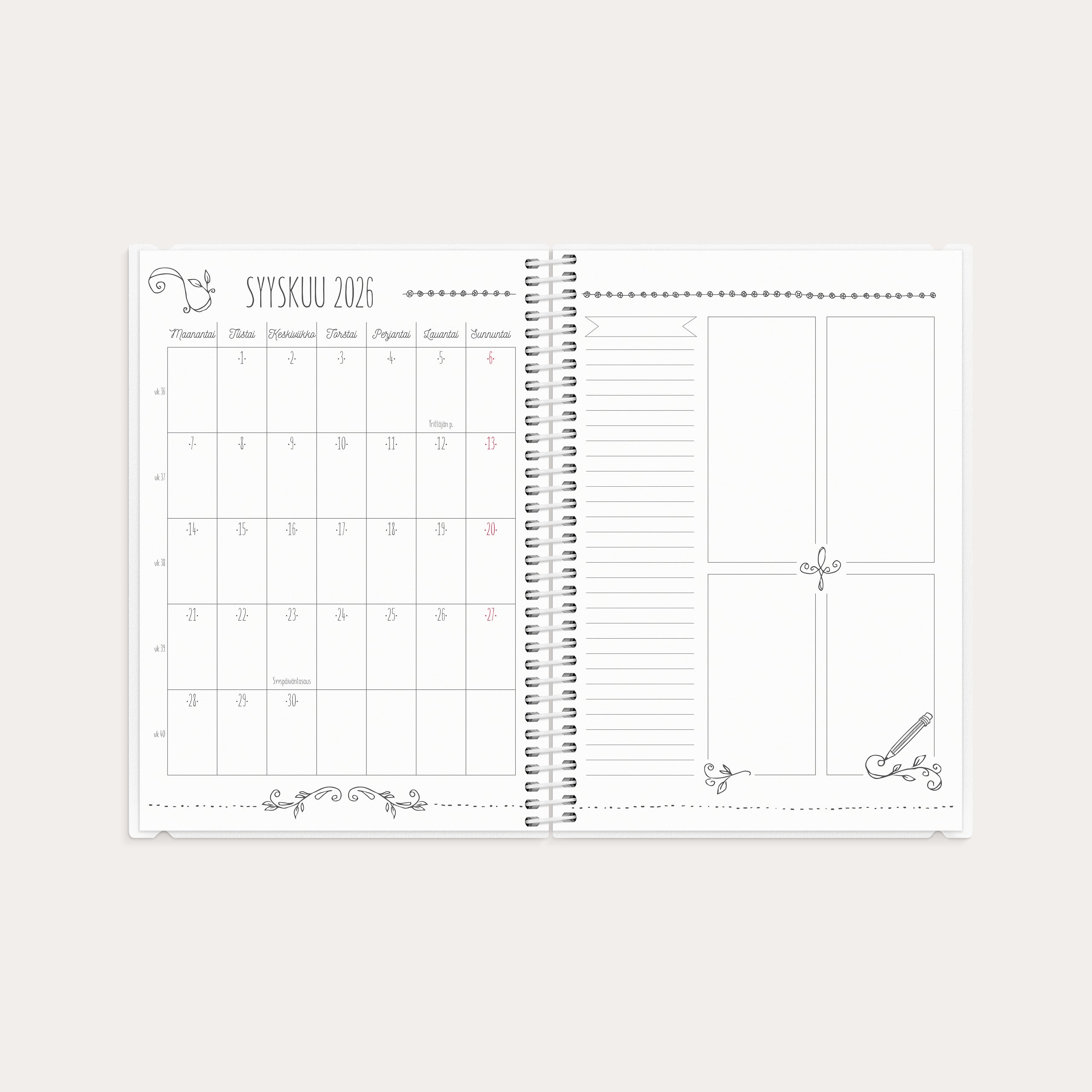 Kalenteri 2026 Scribble A5