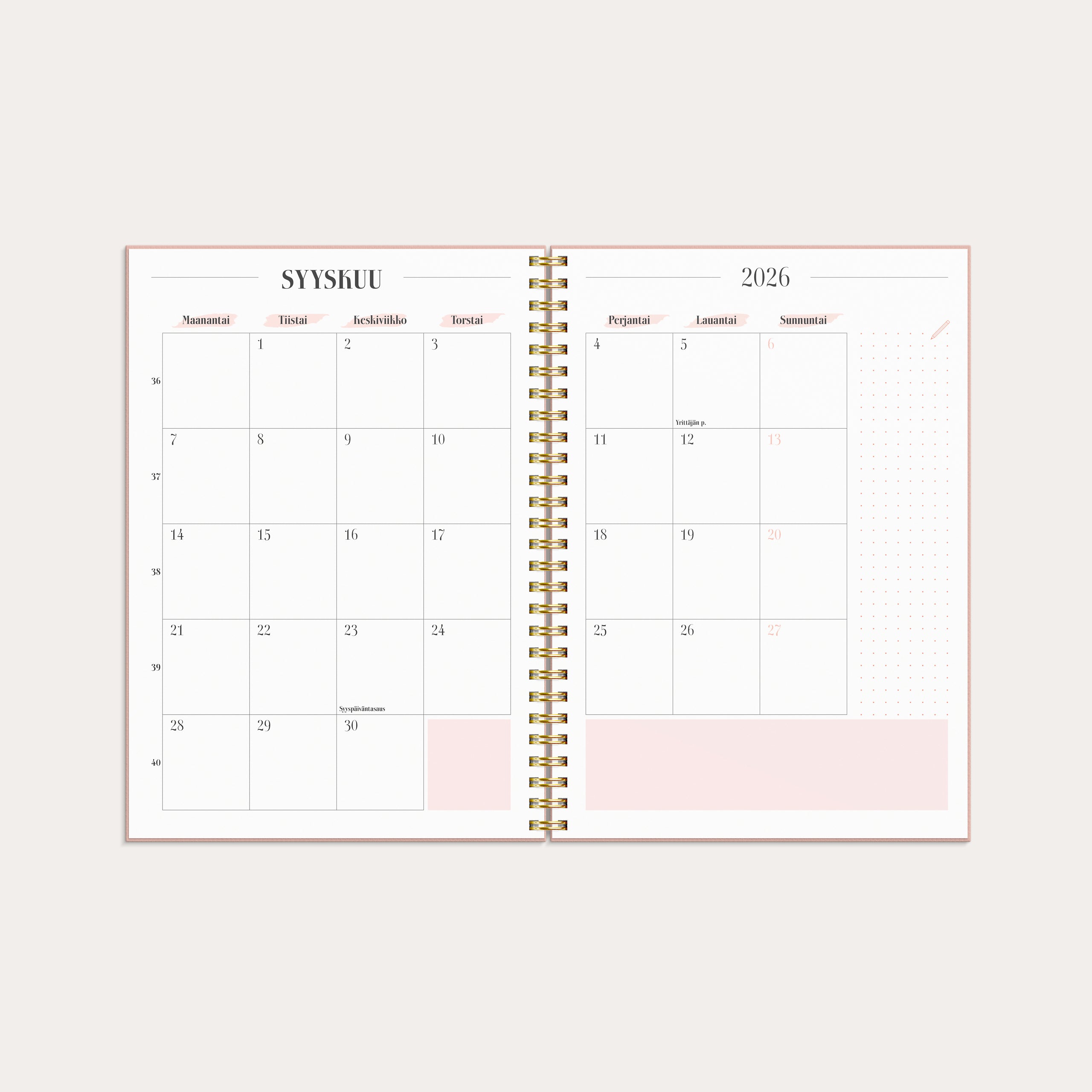 Kalender 2026 Life Planner Pink
