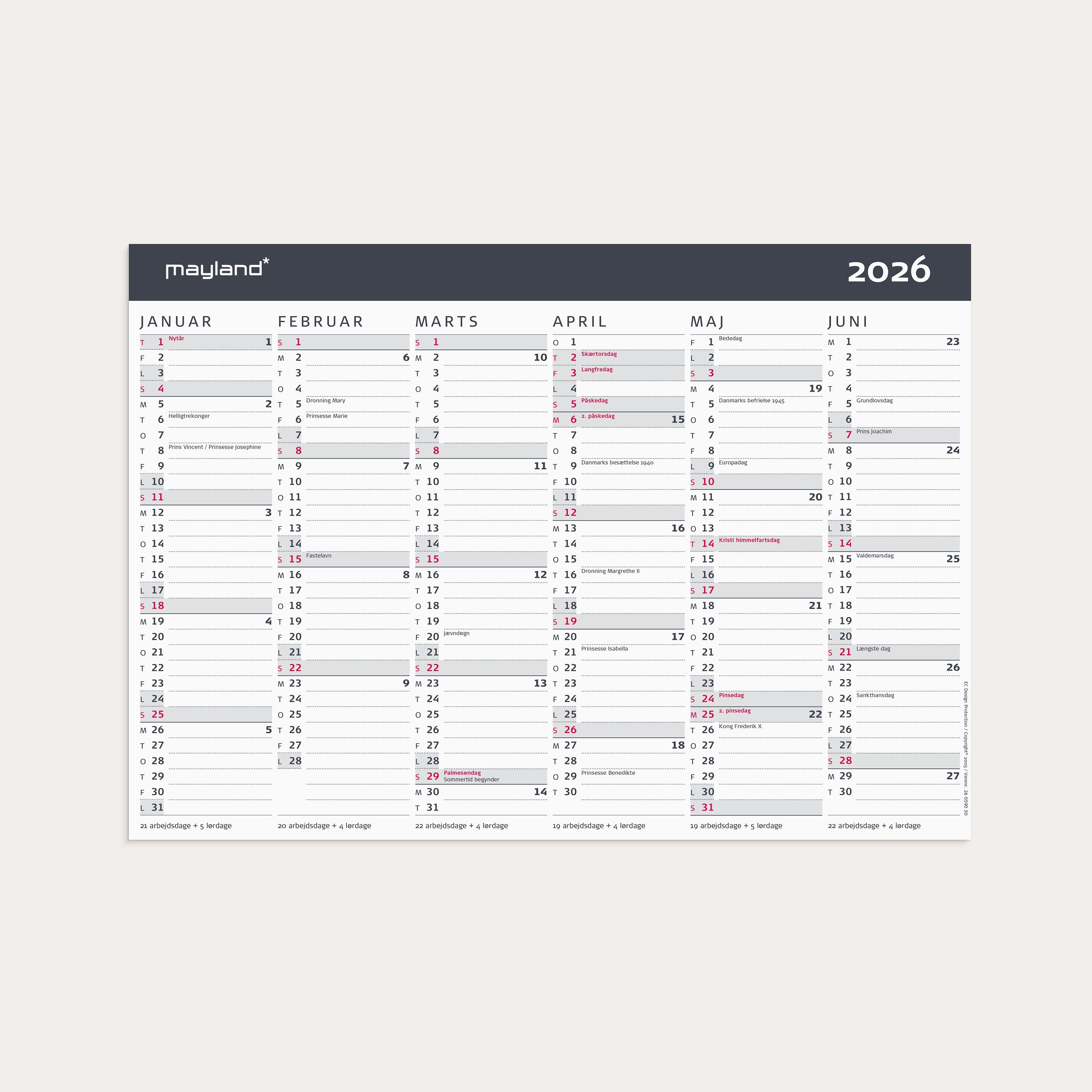 Kontorkalender Moderne A4 2026