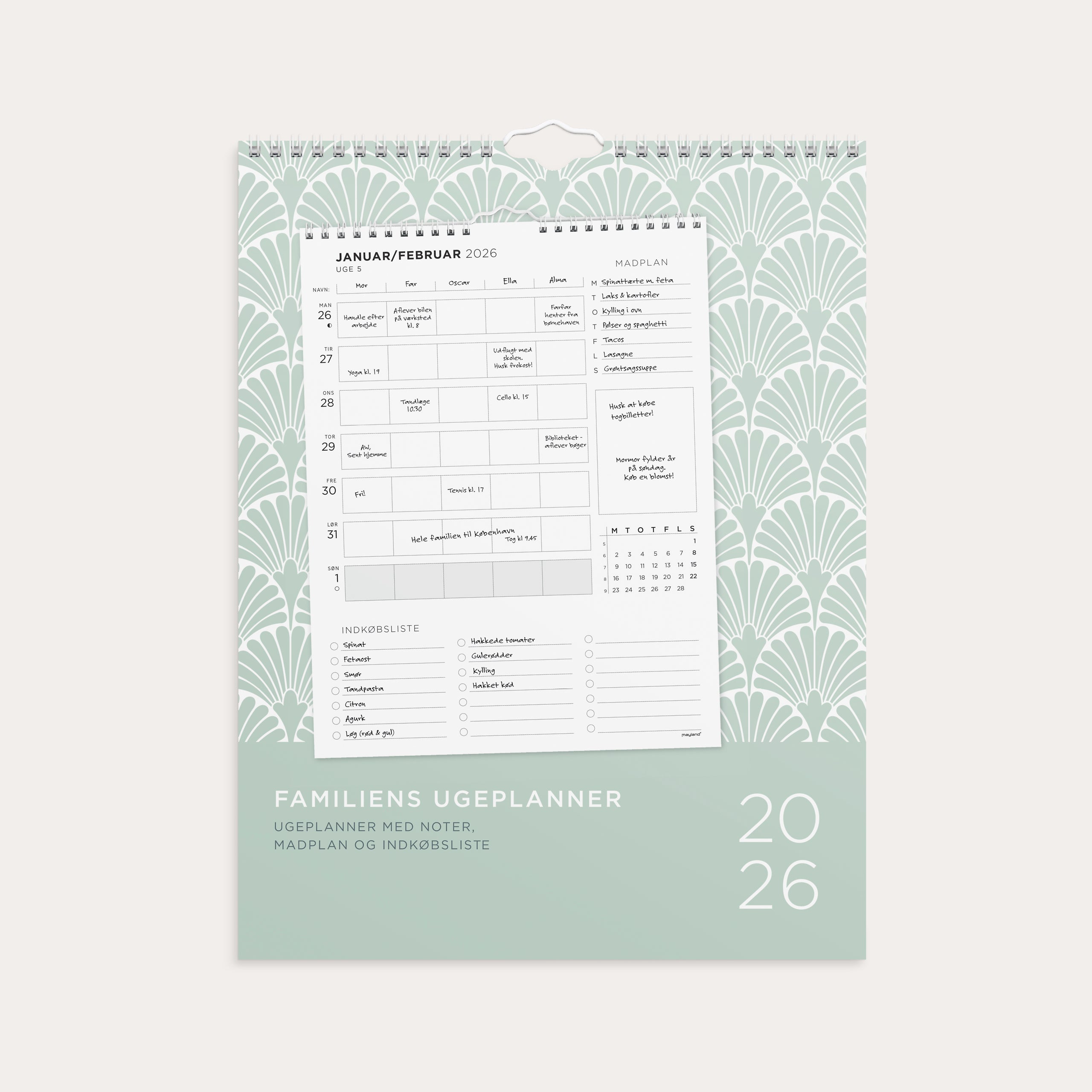 Familiekalender Ugeplan m. lister 2026