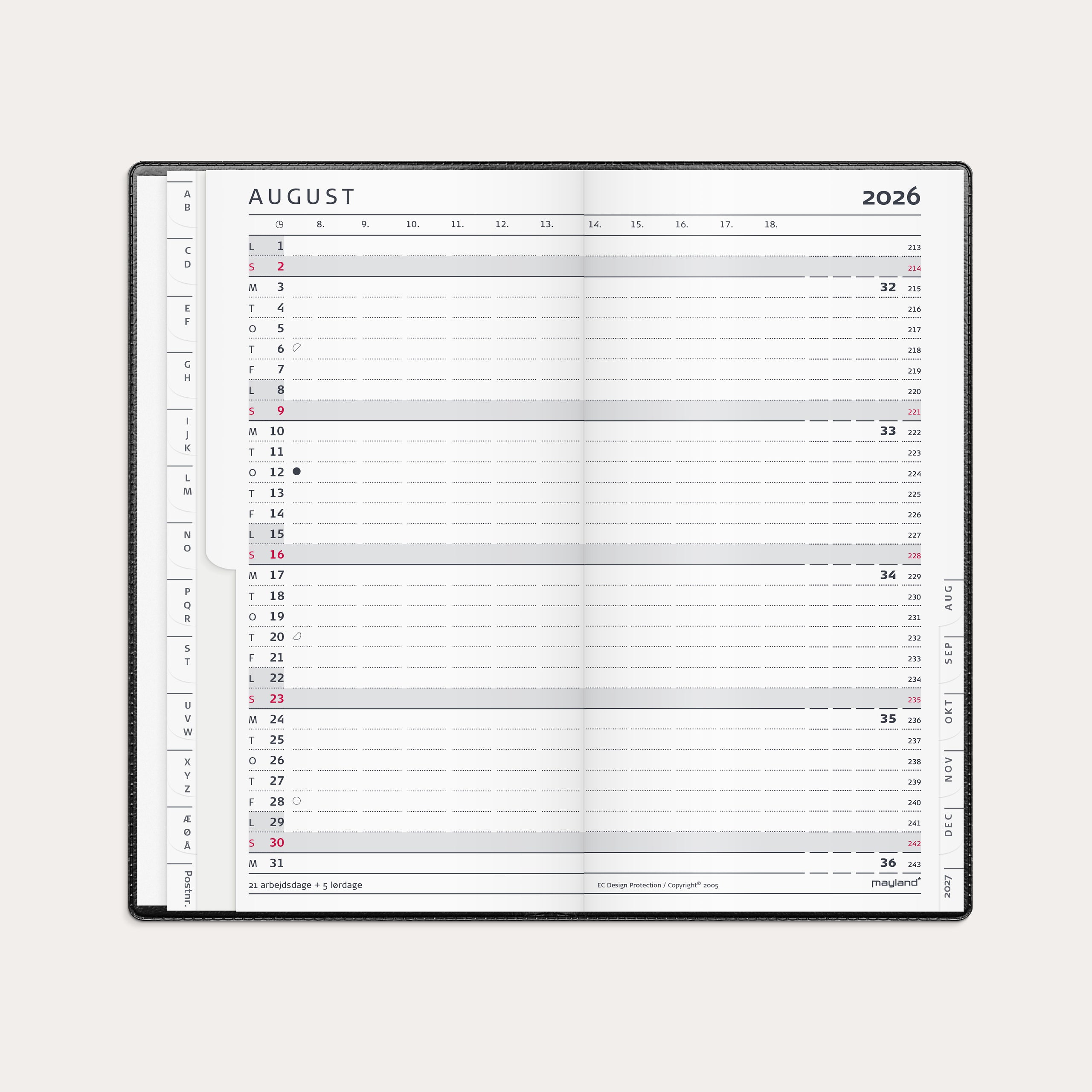 Index Planner månedskalender sort vinyl 2026