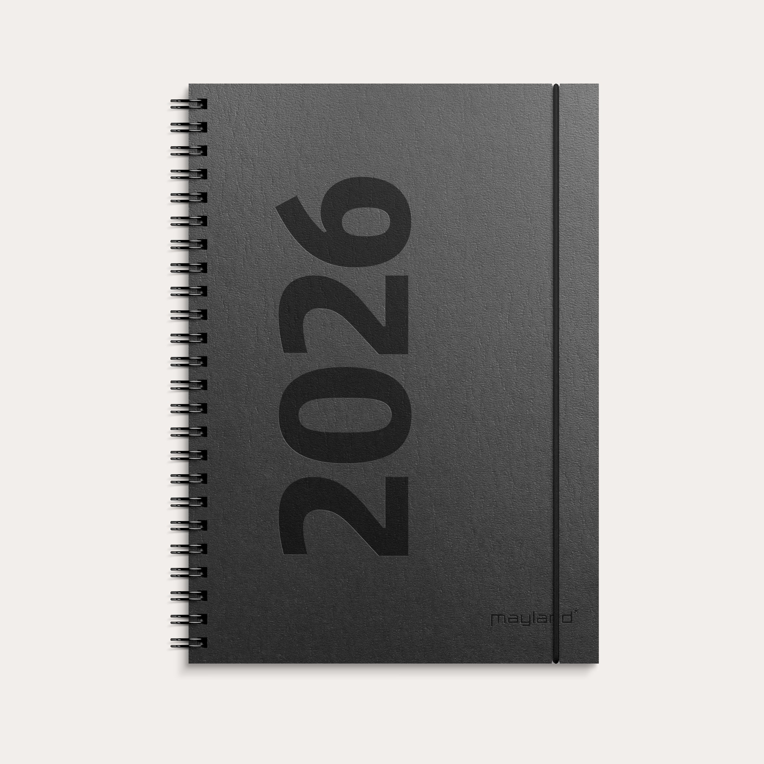 A5 ugekalender højformat matsort genbrugskarton 2026