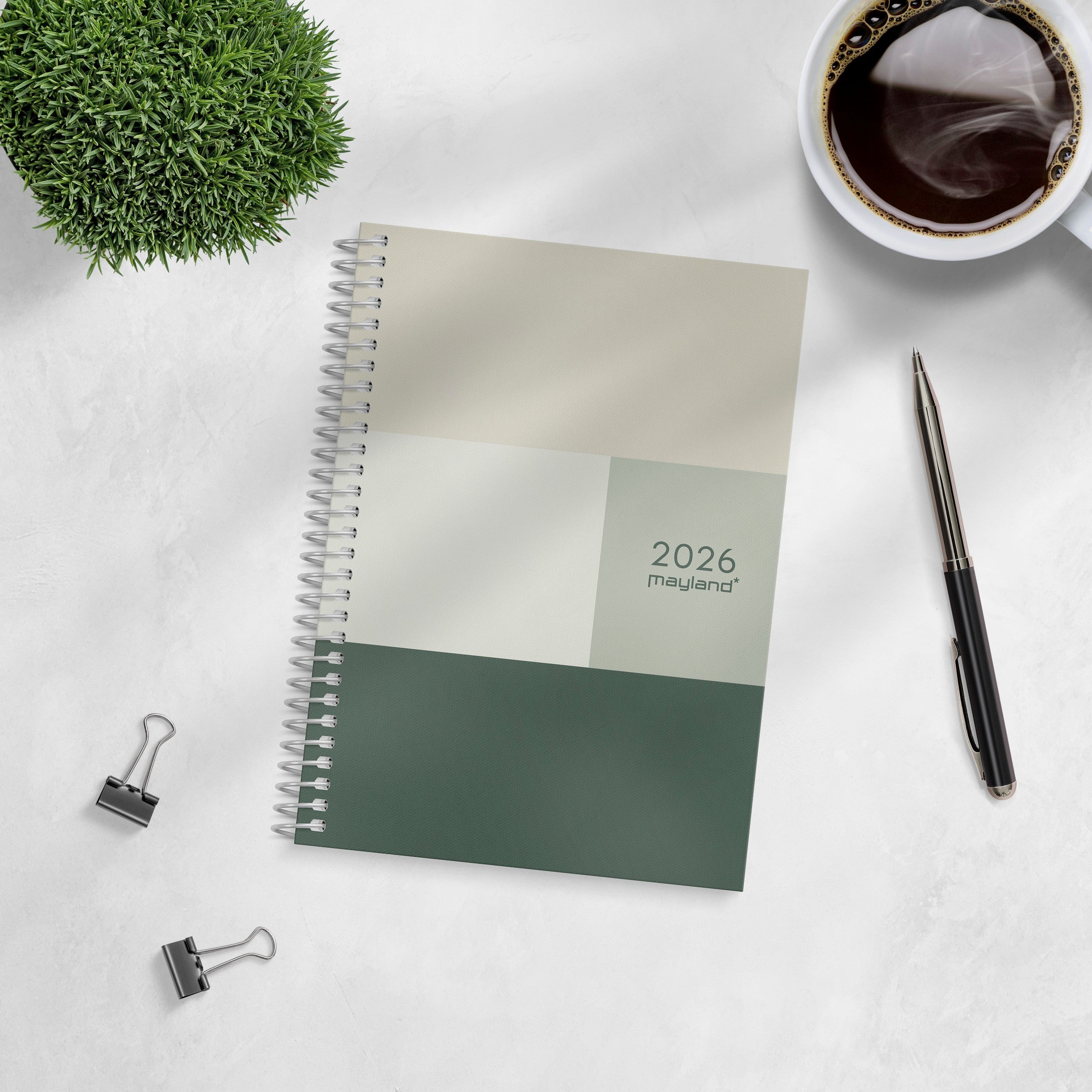 A6 ugekalender tværformat tekstilpræg 2026