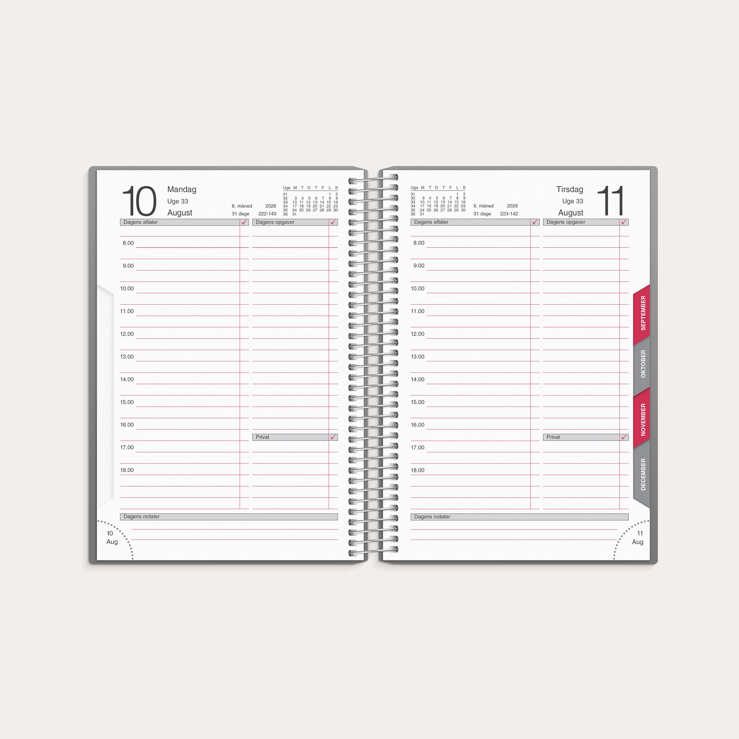 Dagkalender mørkegrå PP-plast 2026