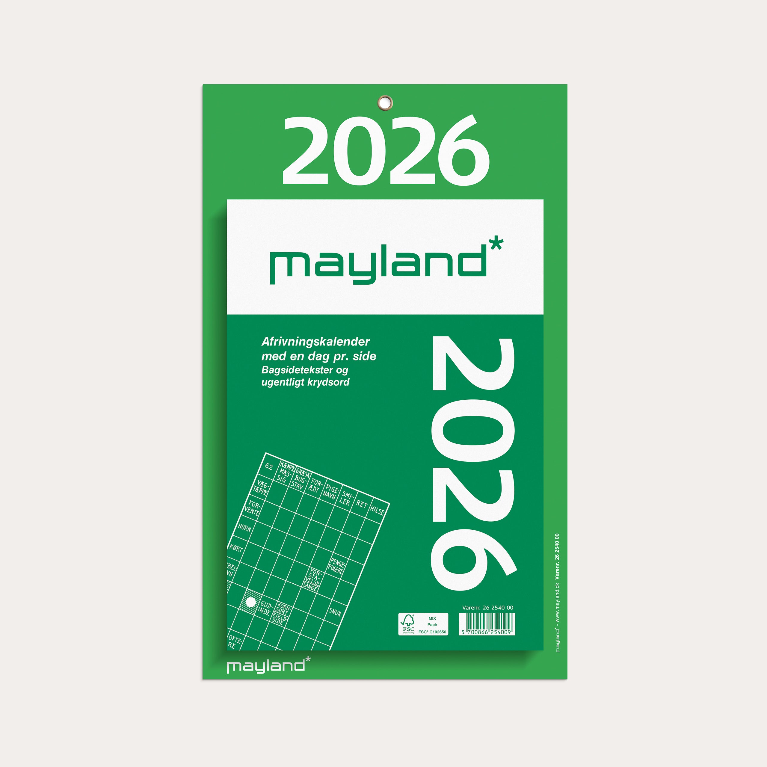 Kæmpeafrivningskalender m/bagsidetekst 2026