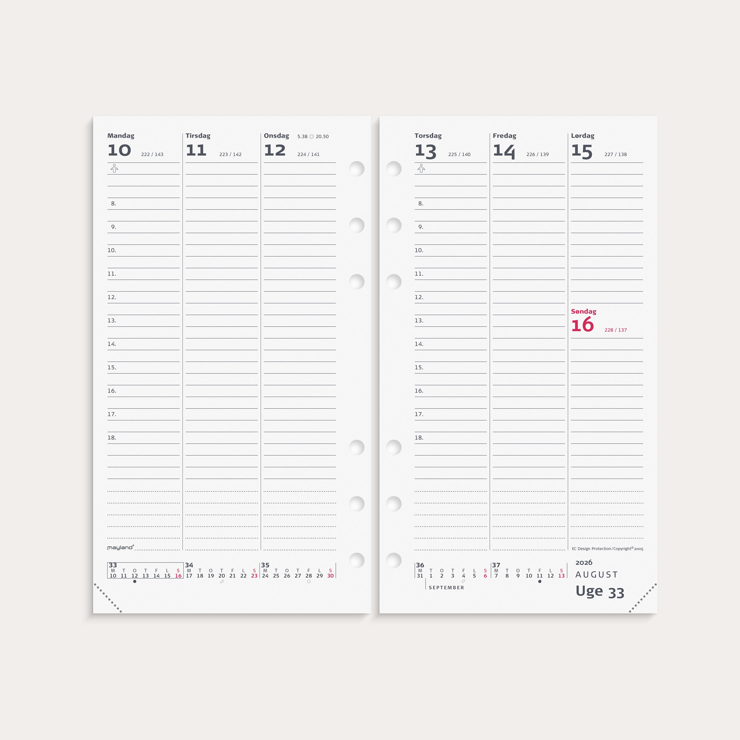 System PP ugekalender højformat brun skind 2026