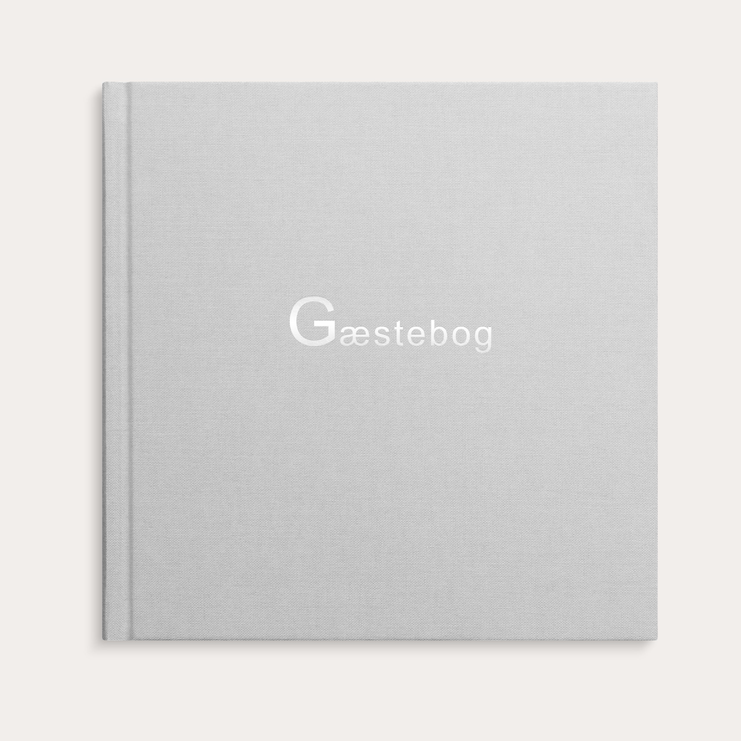 Gæstebog lysegrå tekstilpræg