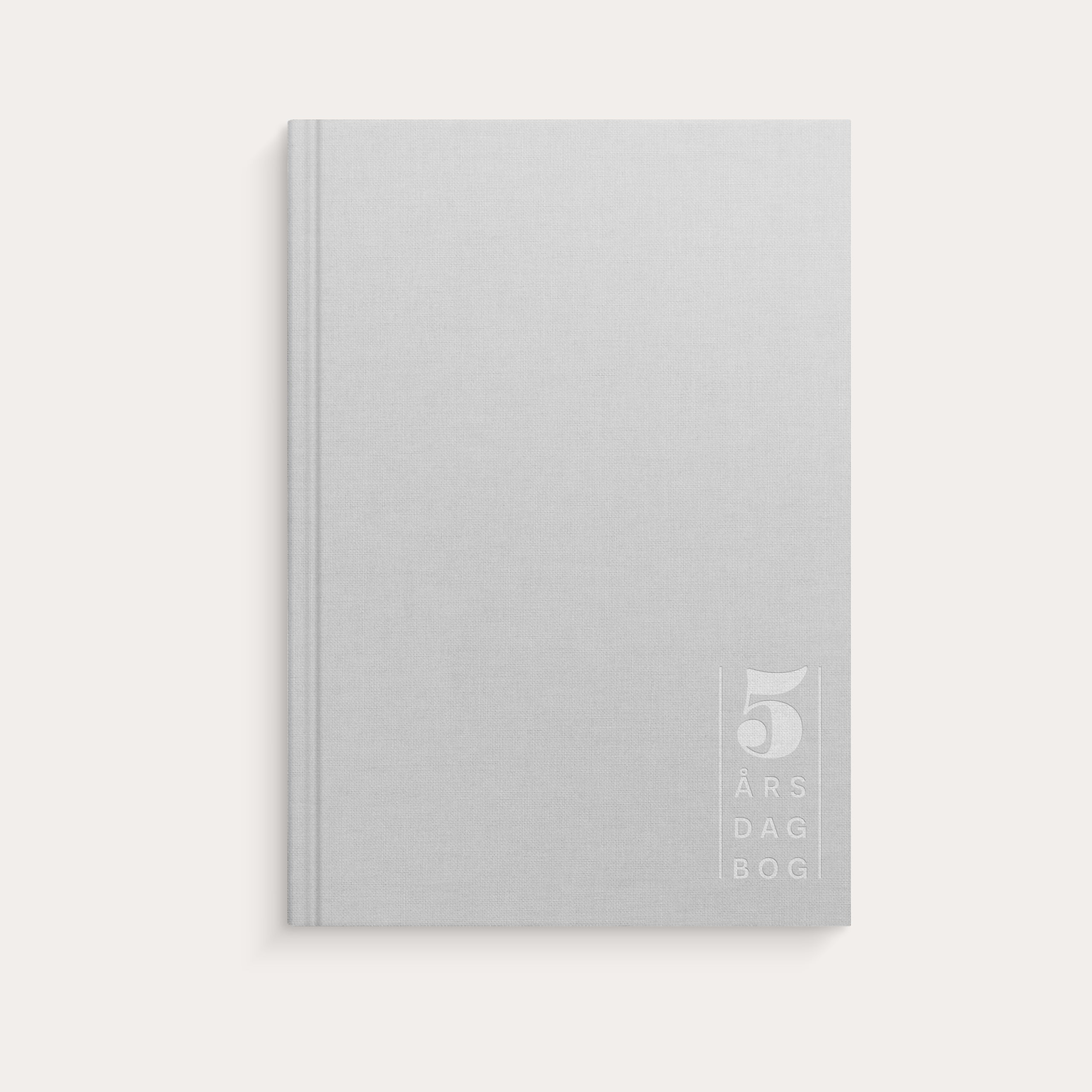 5-års dagbog A5 tekstilpræg lysegrå