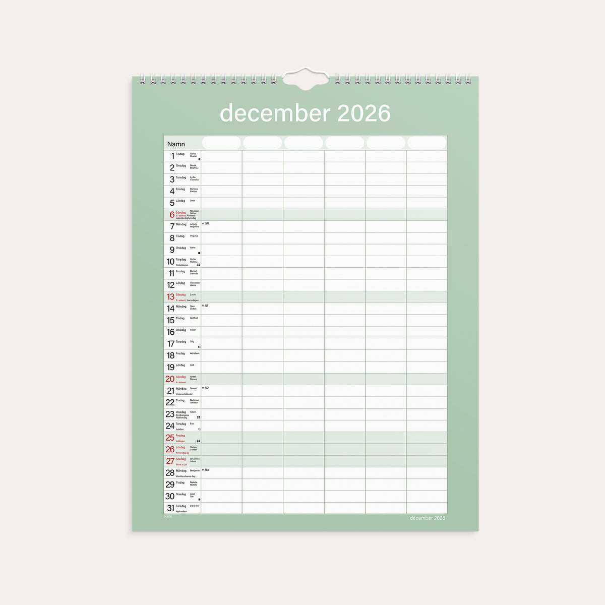 Familjekalender 26/27 Praktisk