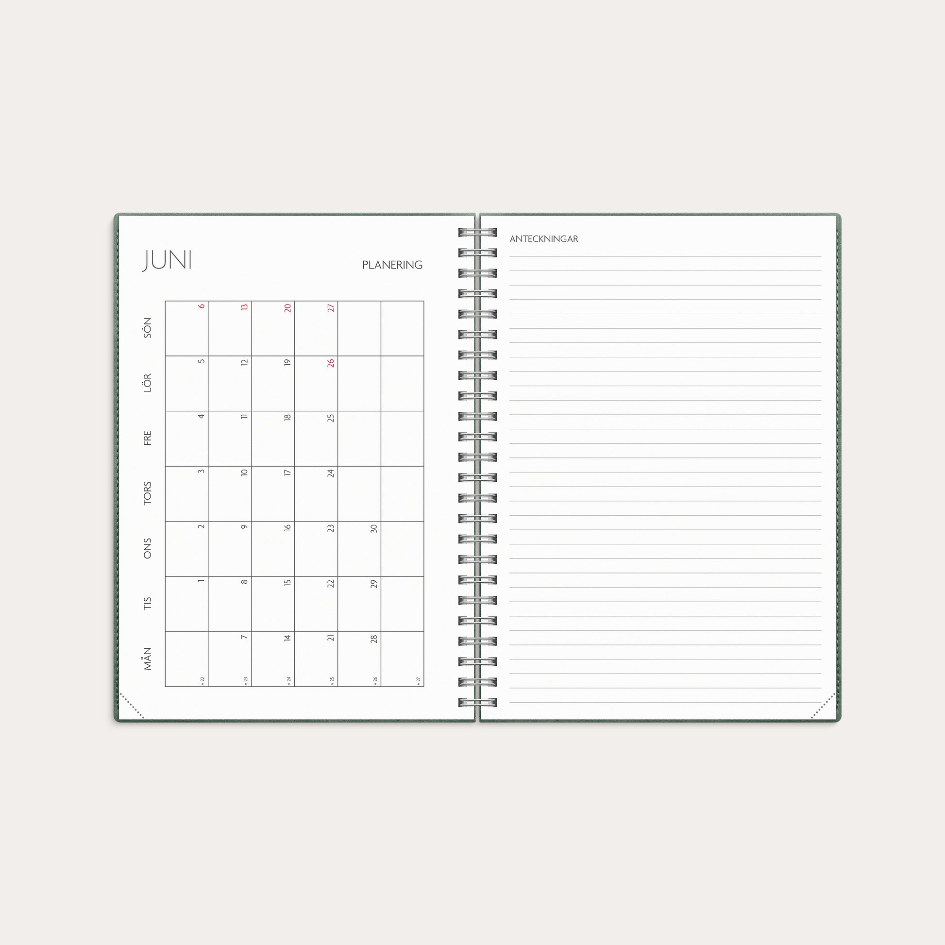 Kalender 26/27 Study A5 Twist grön – detail view