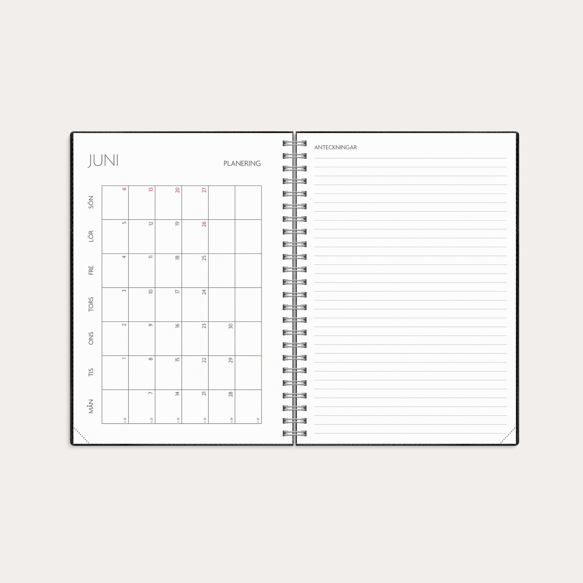 Kalender 26/27 Study A5 Twist svart – detail view