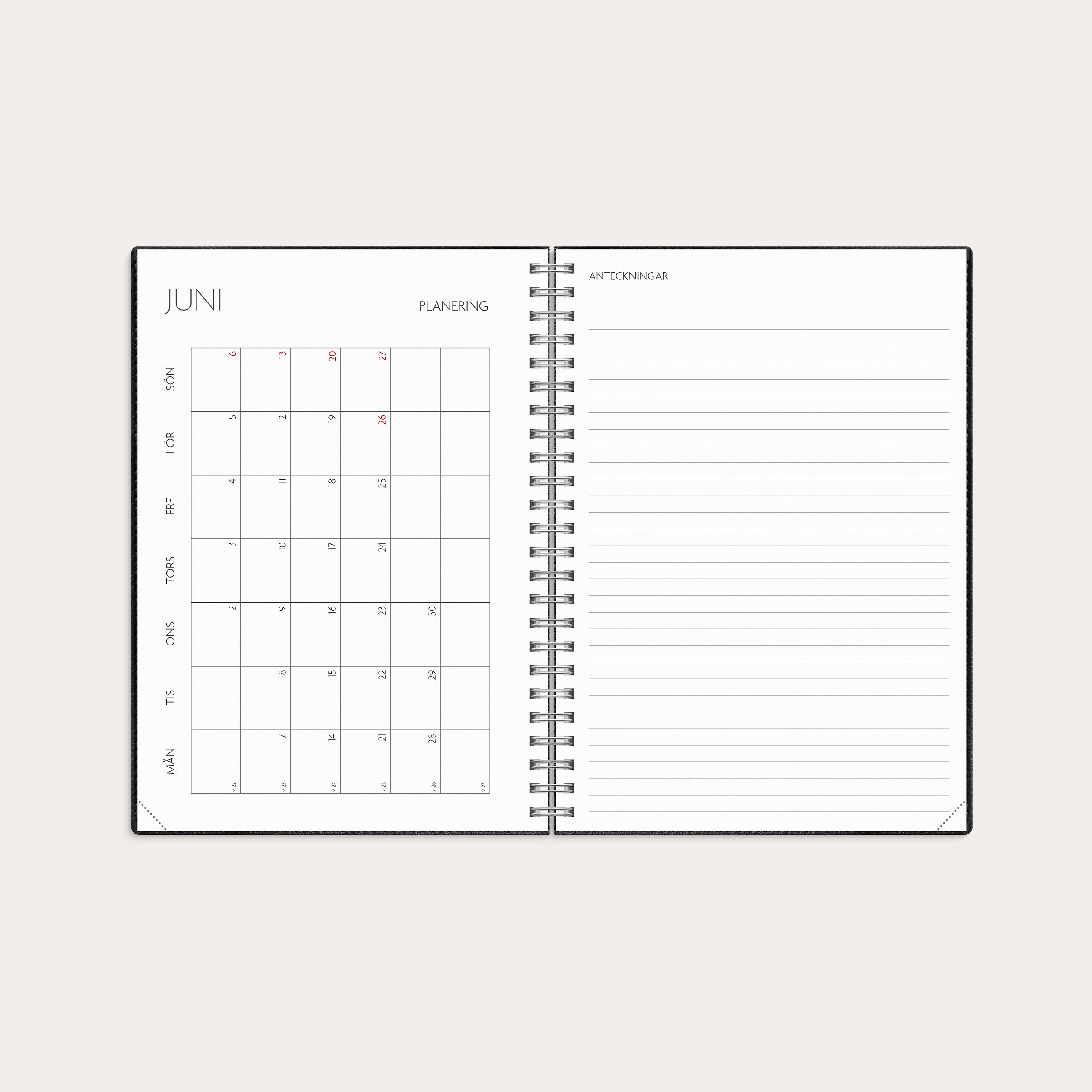 Kalender 26/27 Study A5 Twist svart – detail view