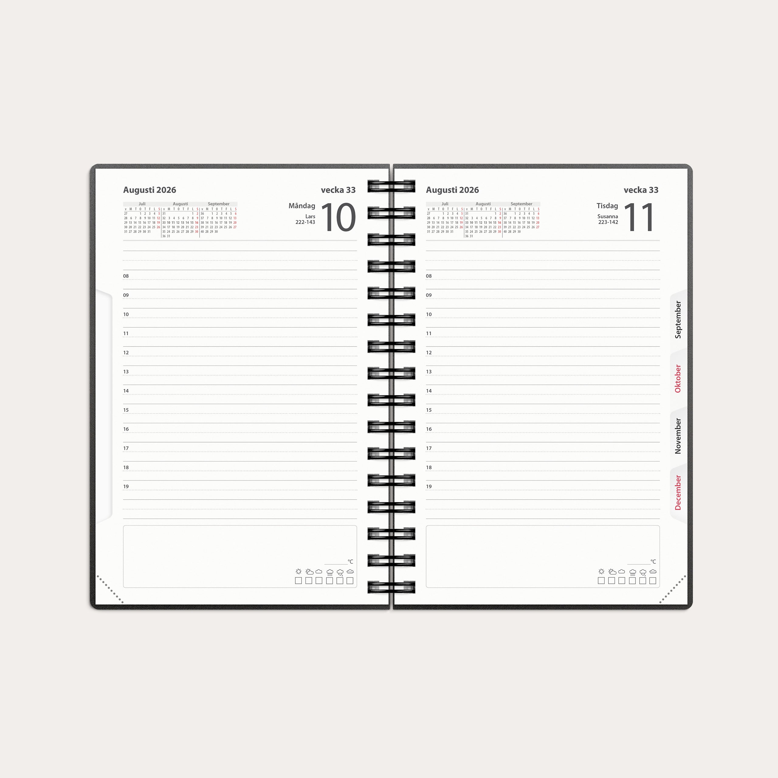 Kalender 2026 Dagbok svart PP-plast