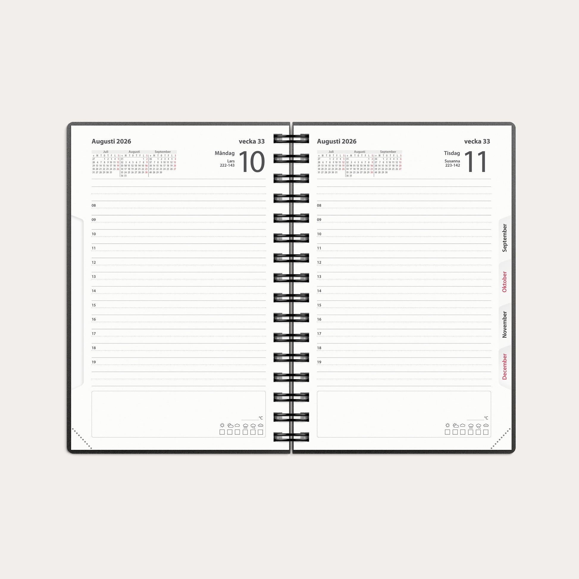 Dagbok 2026 svart PP-plast – detail view