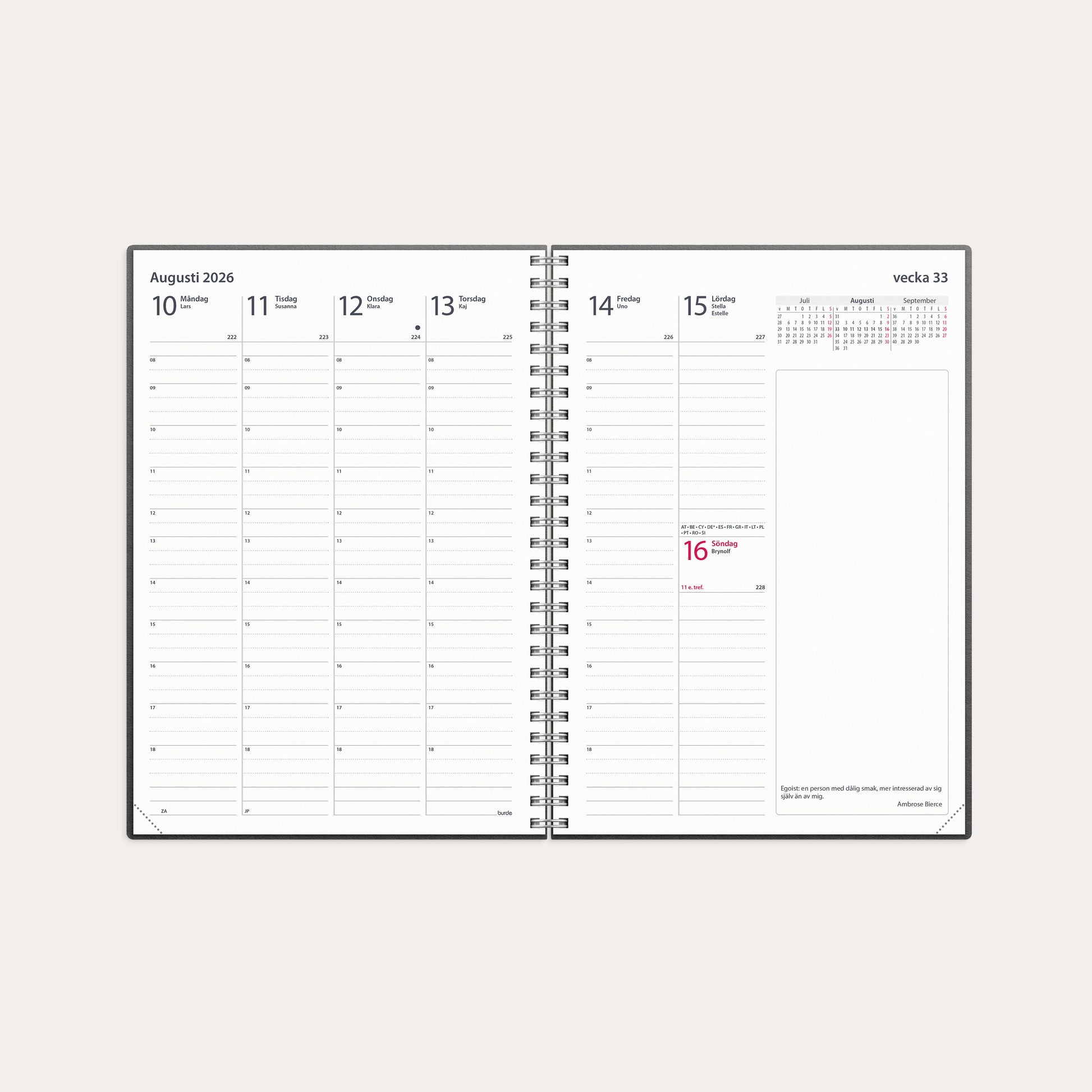 Kalender 2026 Business A5 refill – detail view