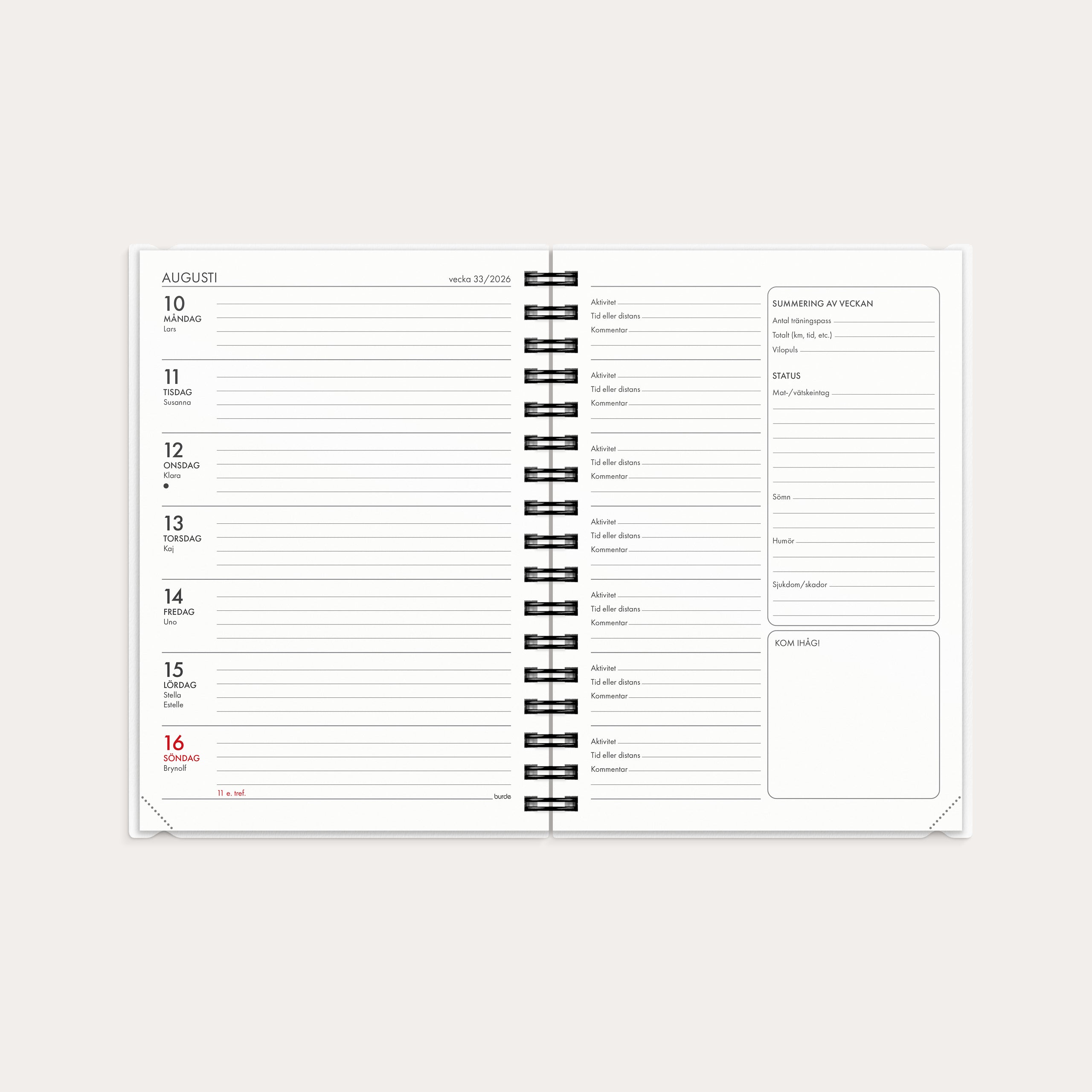 Kalender 2026 Träningskalendern A6 2i1