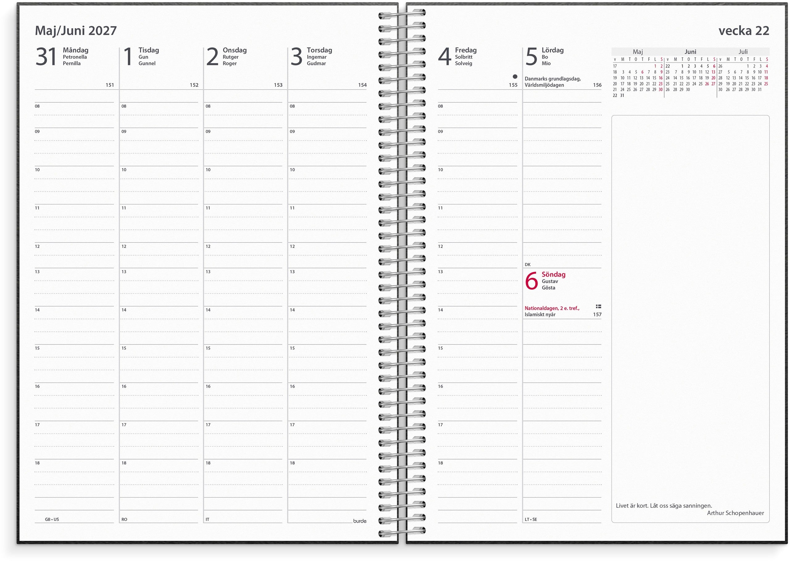 Kalender 2027 Business VIP svart konstläder
