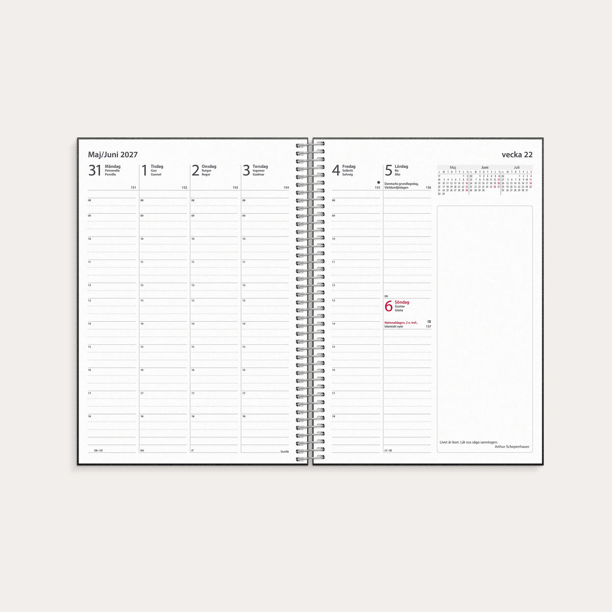 Kalender 2027 Business VIP svart konstläder
