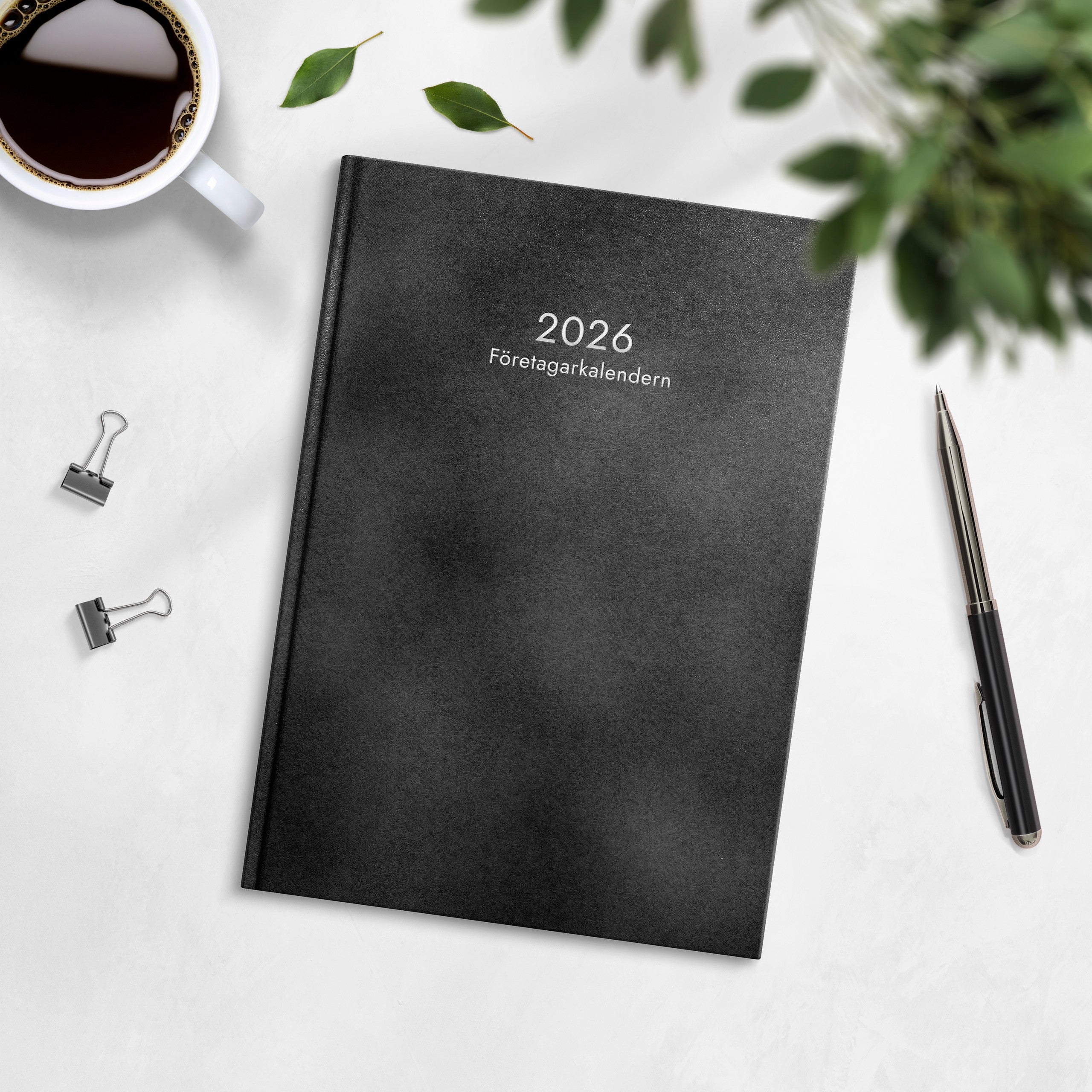 Kalender 2026 Företagarkalendern svart konstläder