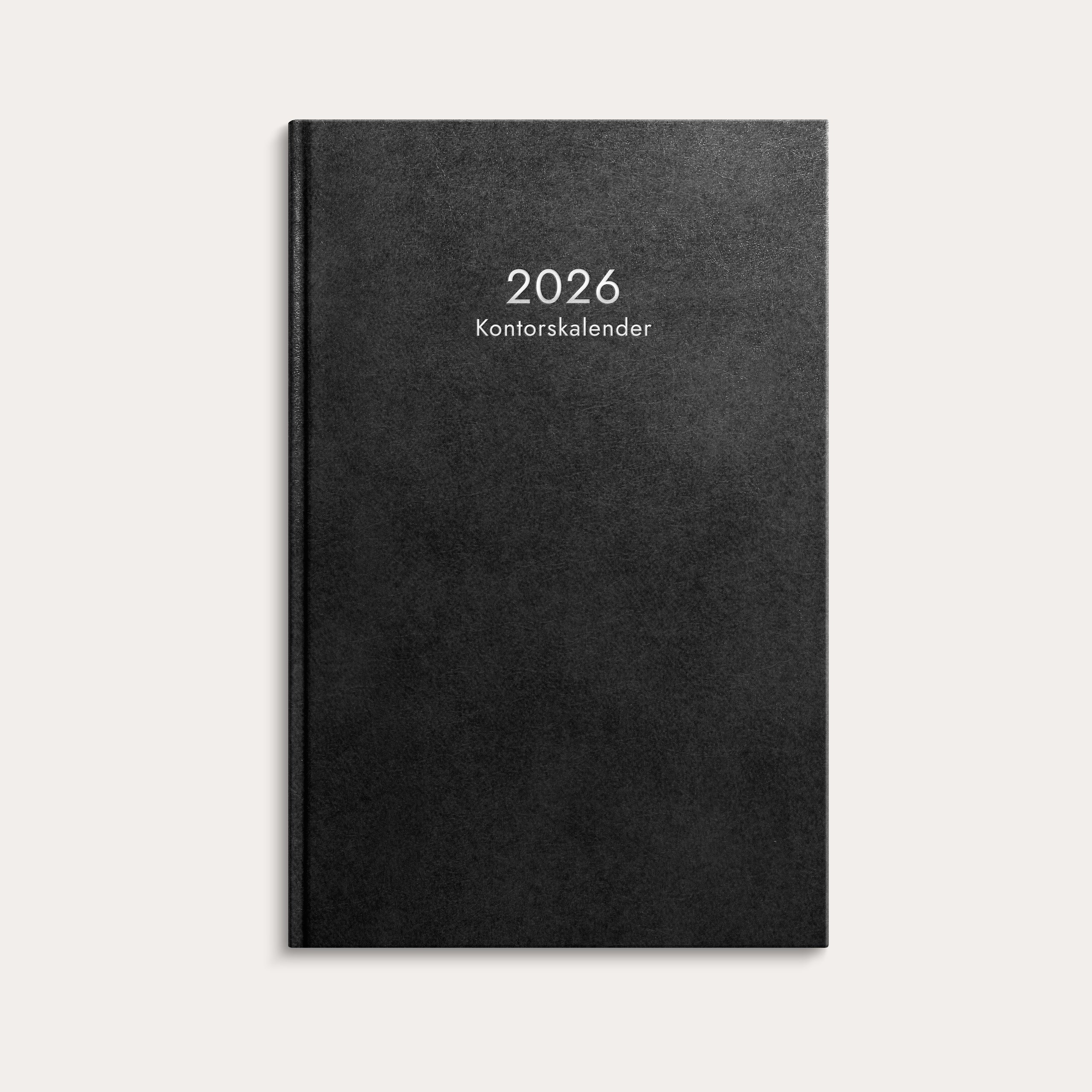Kontorskalender 2026 svart konstläder
