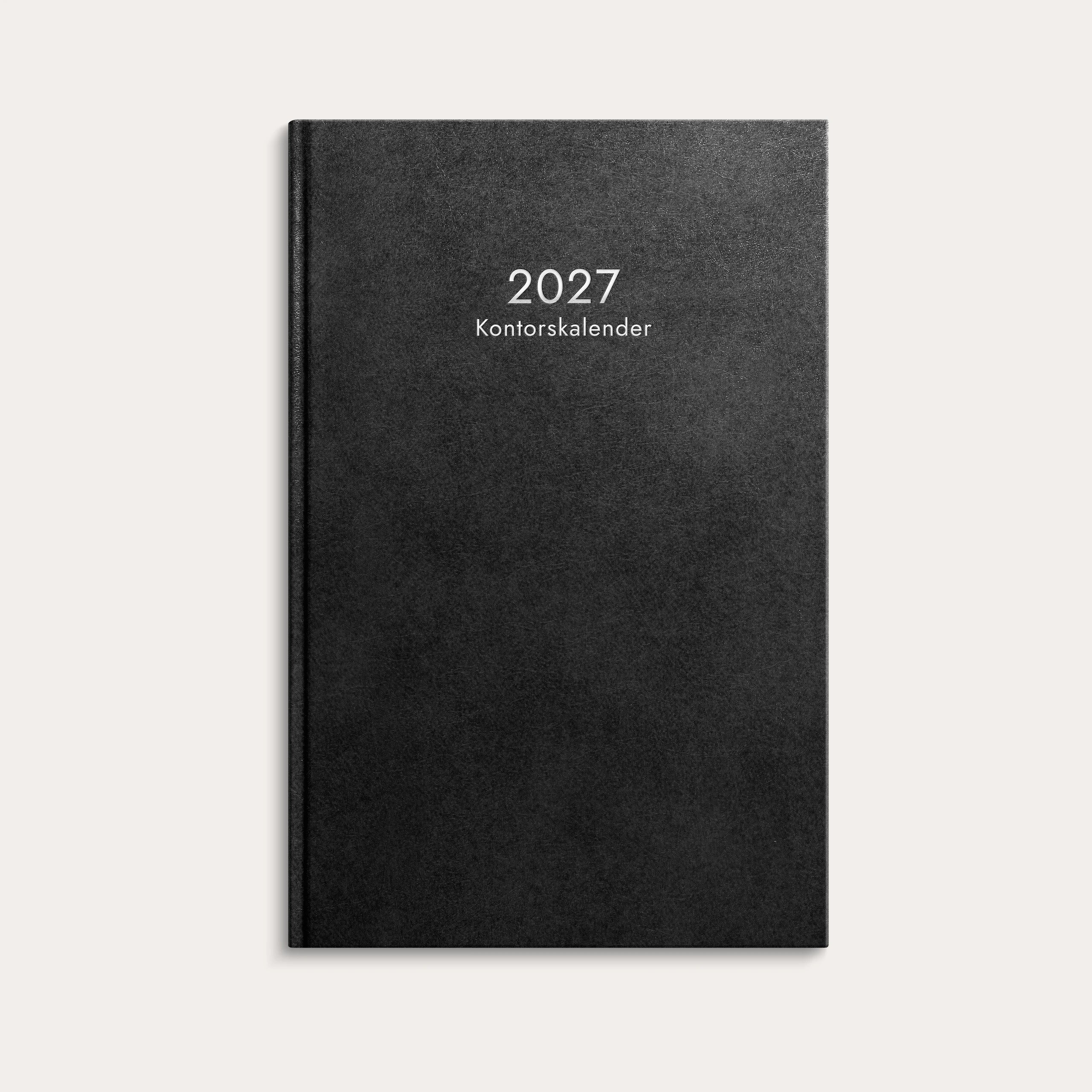 Kontorskalender 2027 svart konstläder