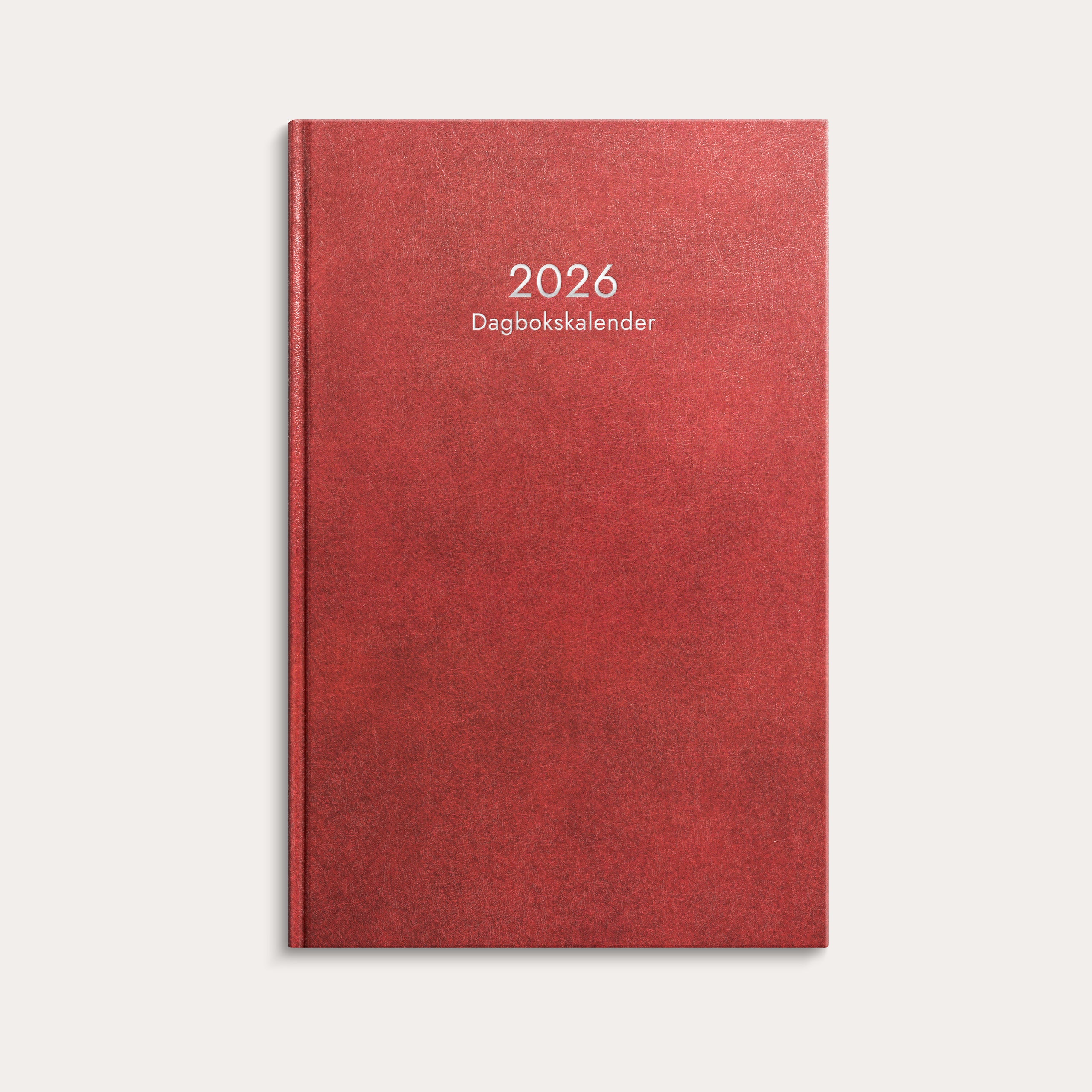 Dagbokskalender 2026 rött konstläder