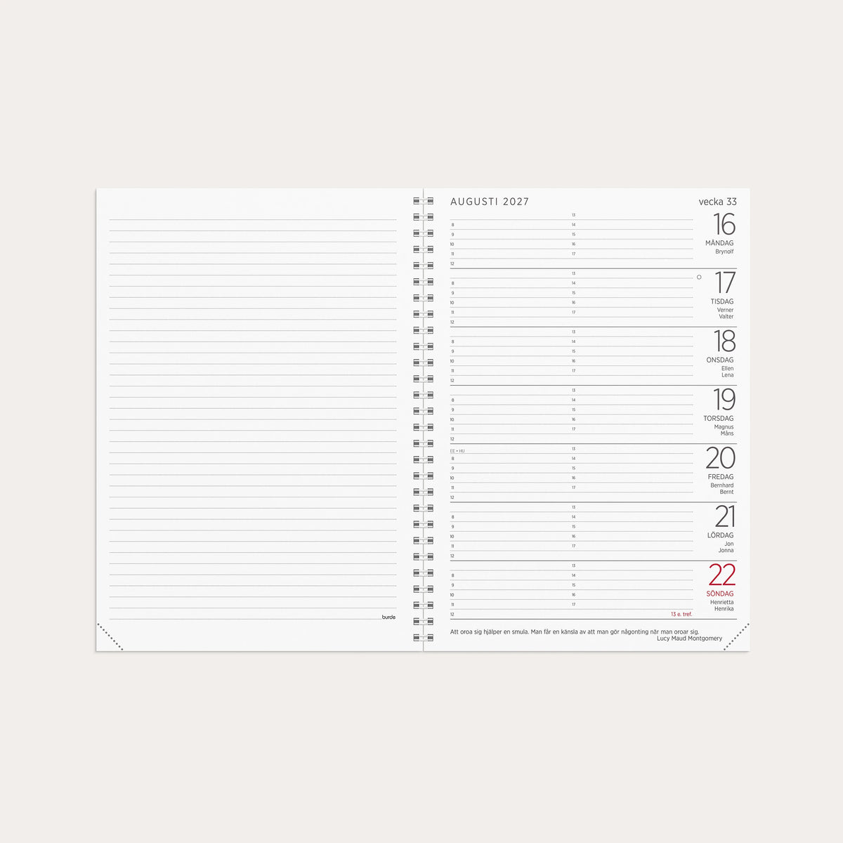 Stor Veckokalender 2027 refill