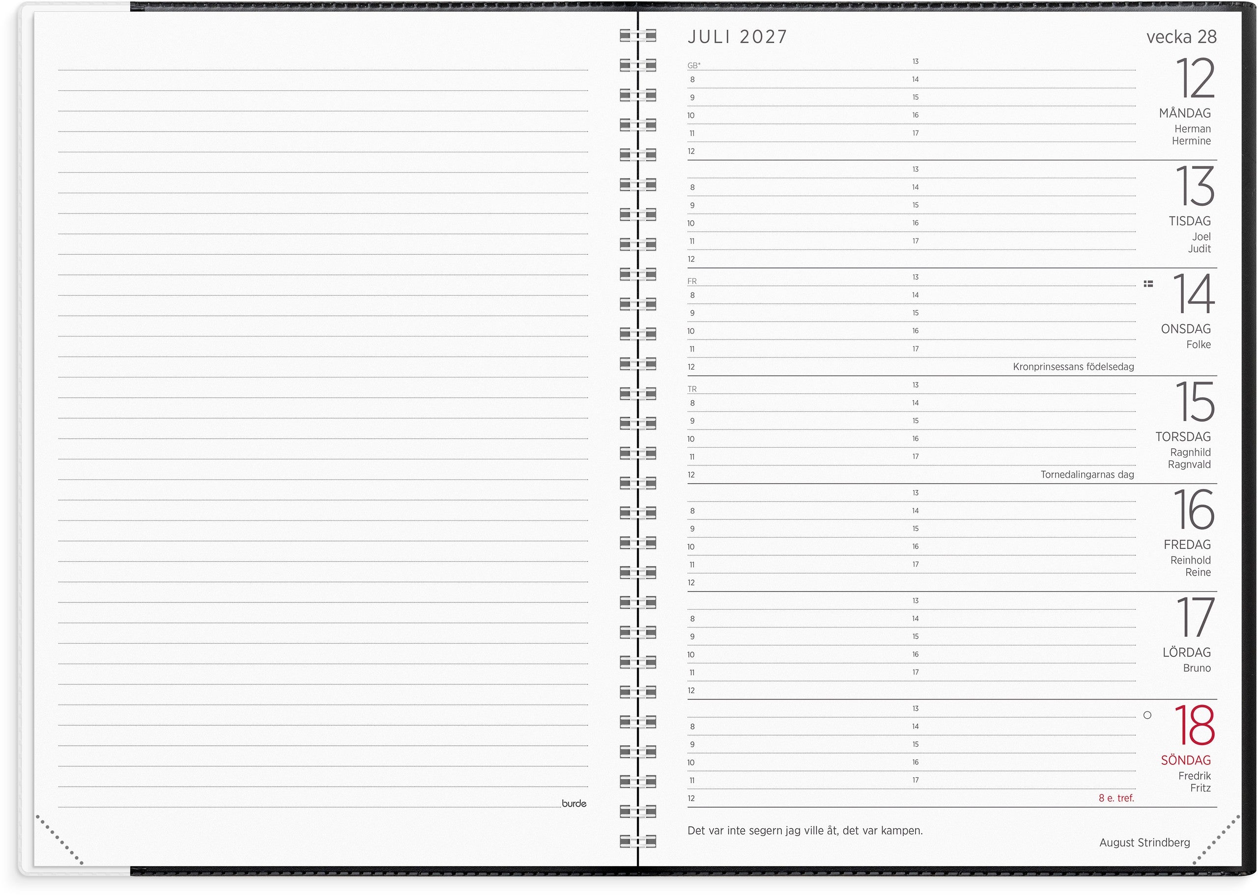Stor Veckokalender 2027 svart plast