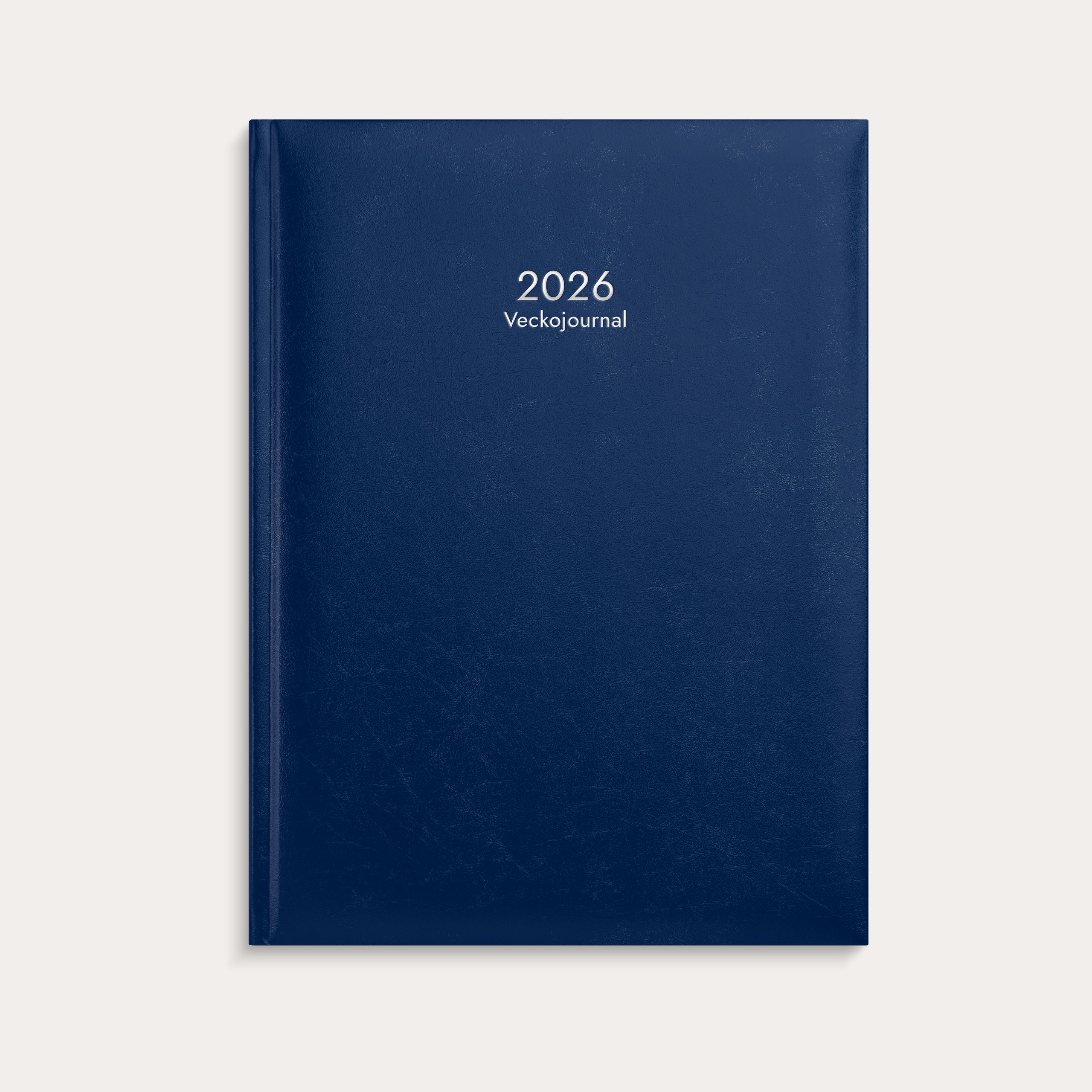 Kalender 2026 Veckojournal blått konstläder