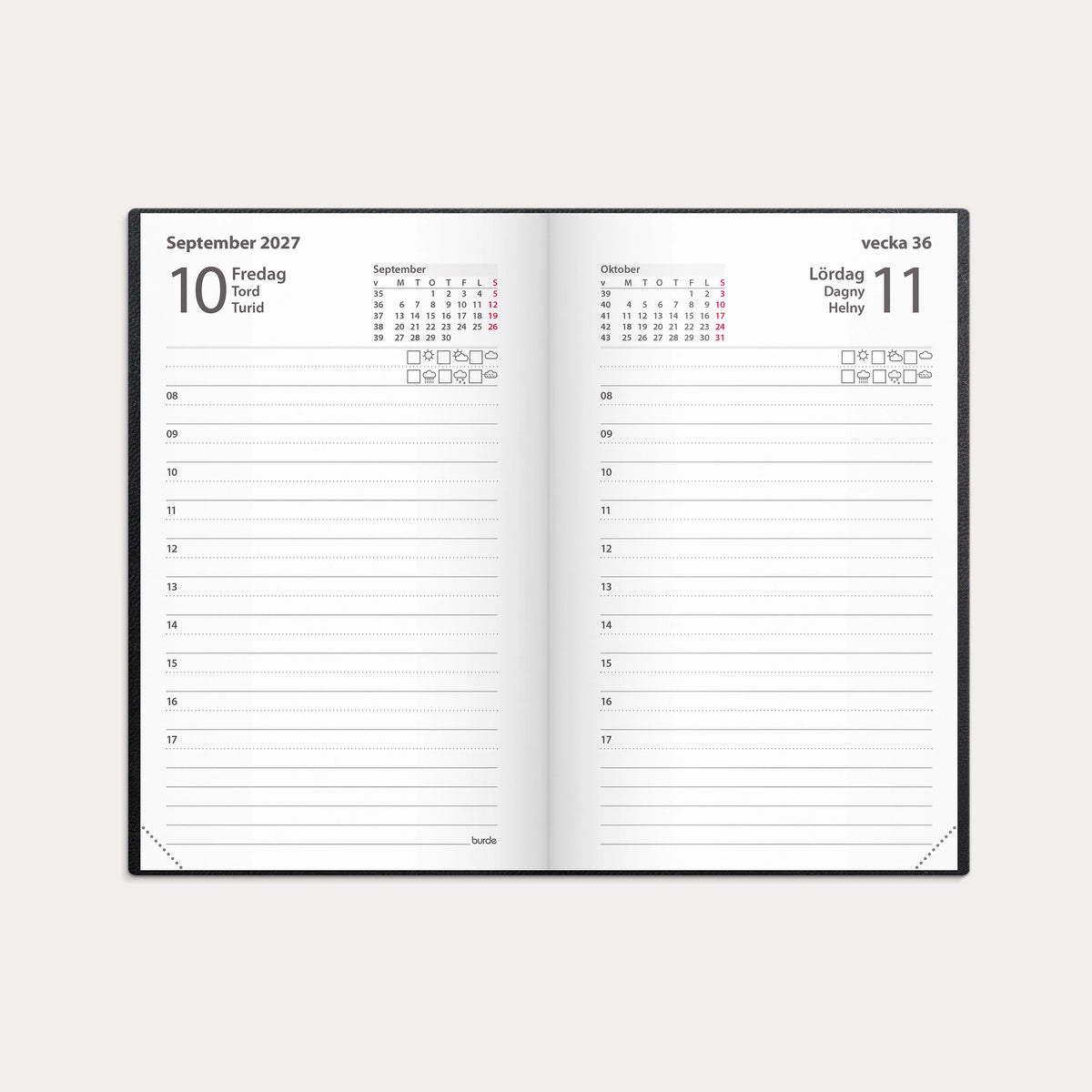 Lilla Agendan 2027 svart konstläder