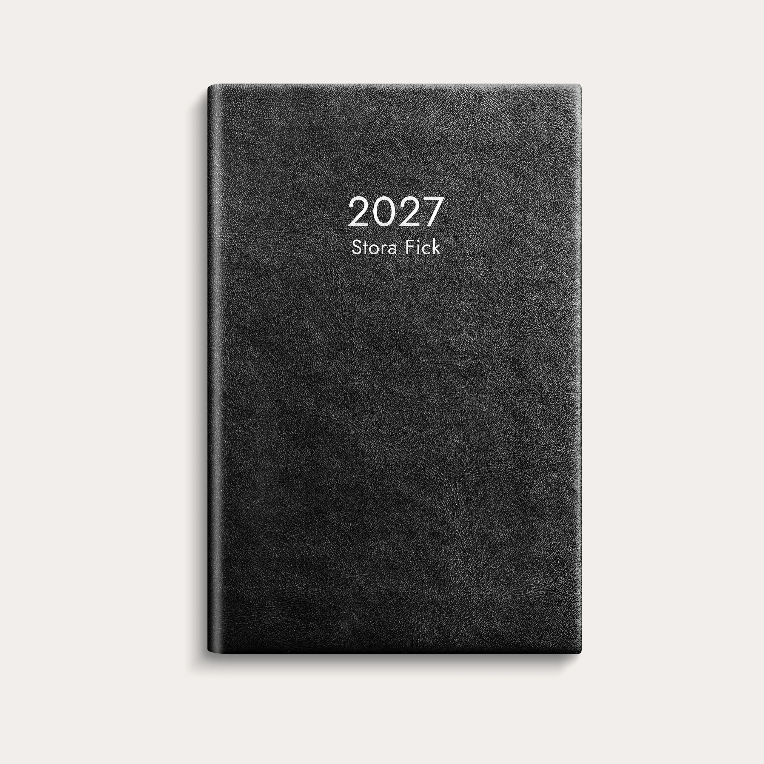 Kalender Stora Fick 2027 svart konstläder