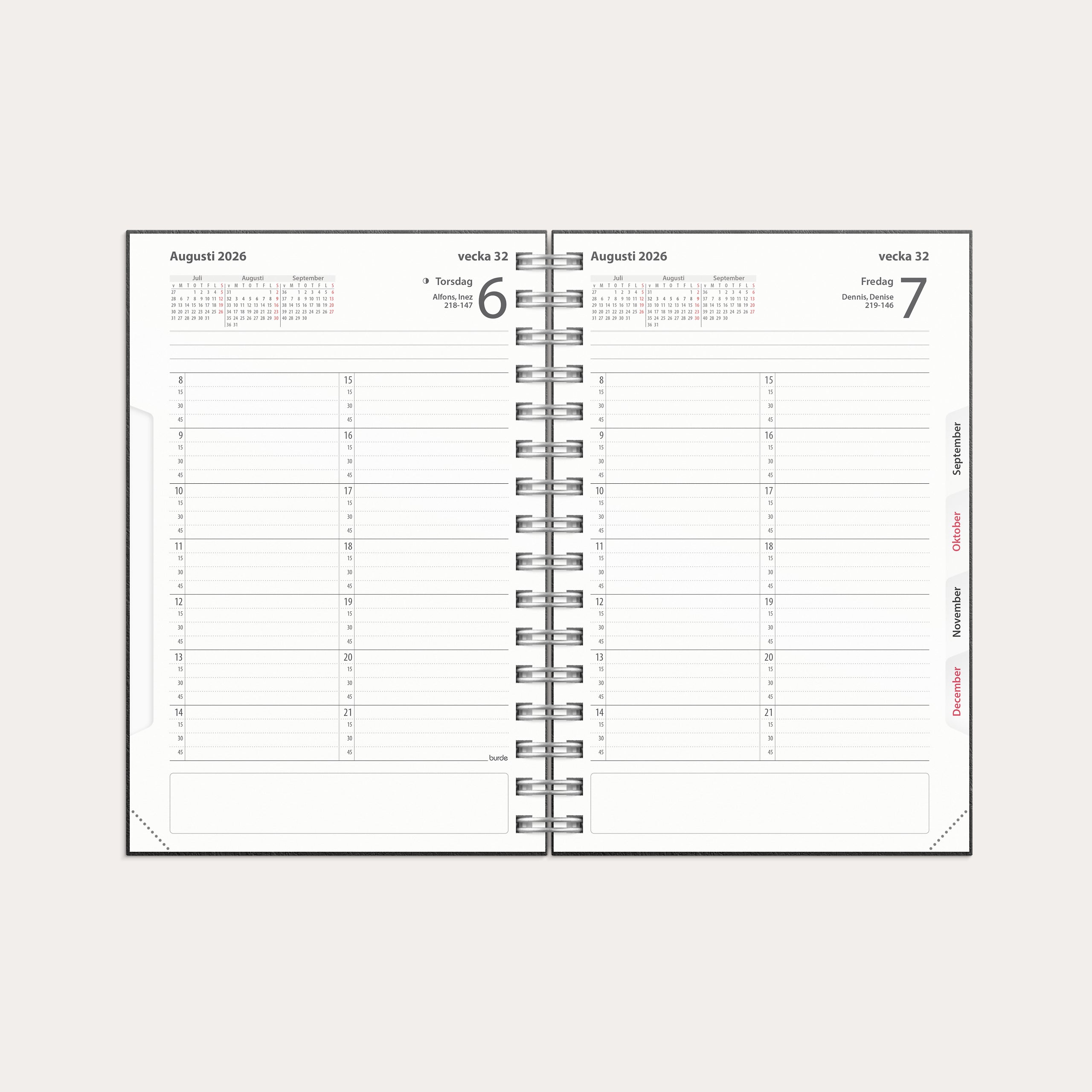 Tidkalender 2026 svart kartong – detail view