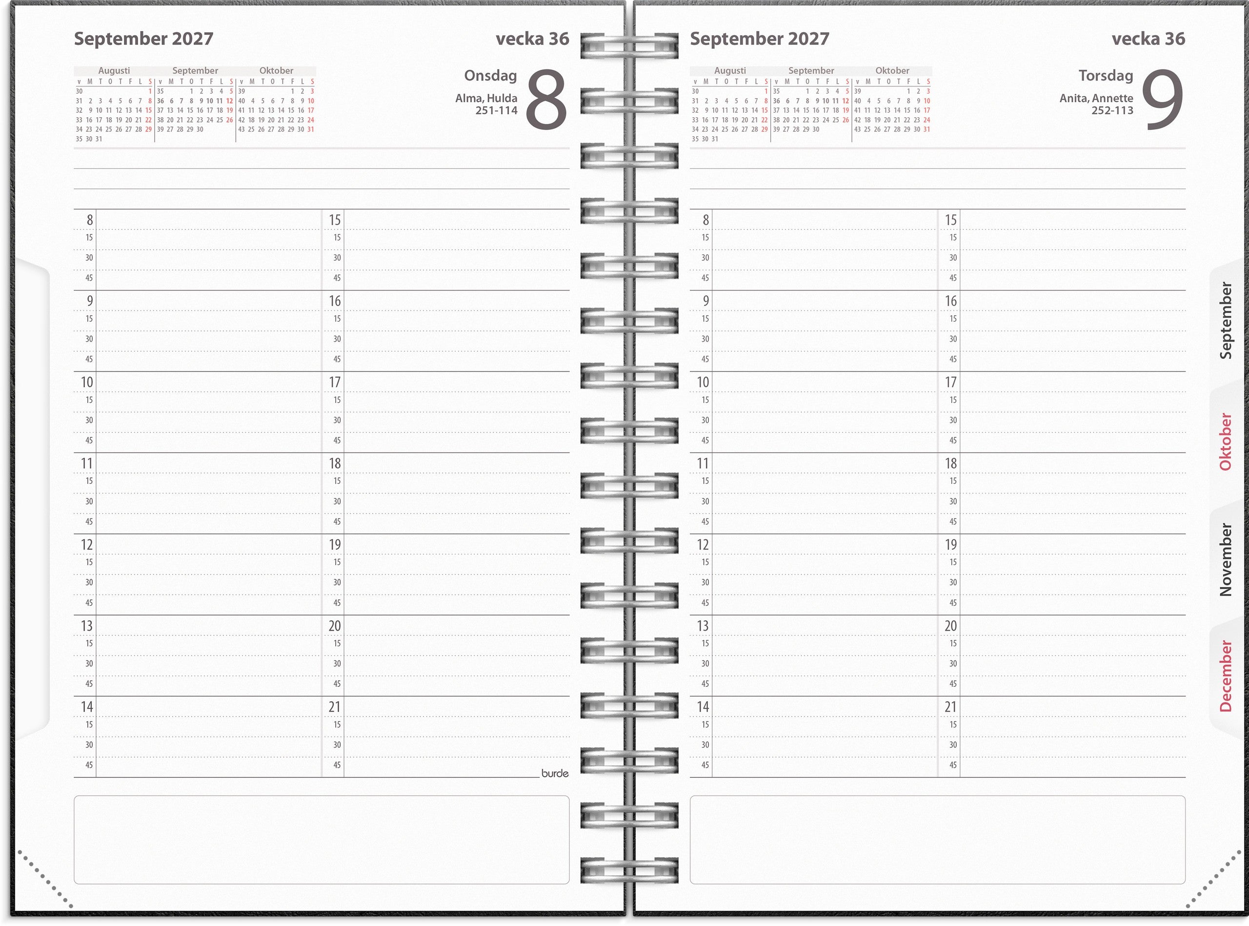 Tidkalender 2027 svart kartong
