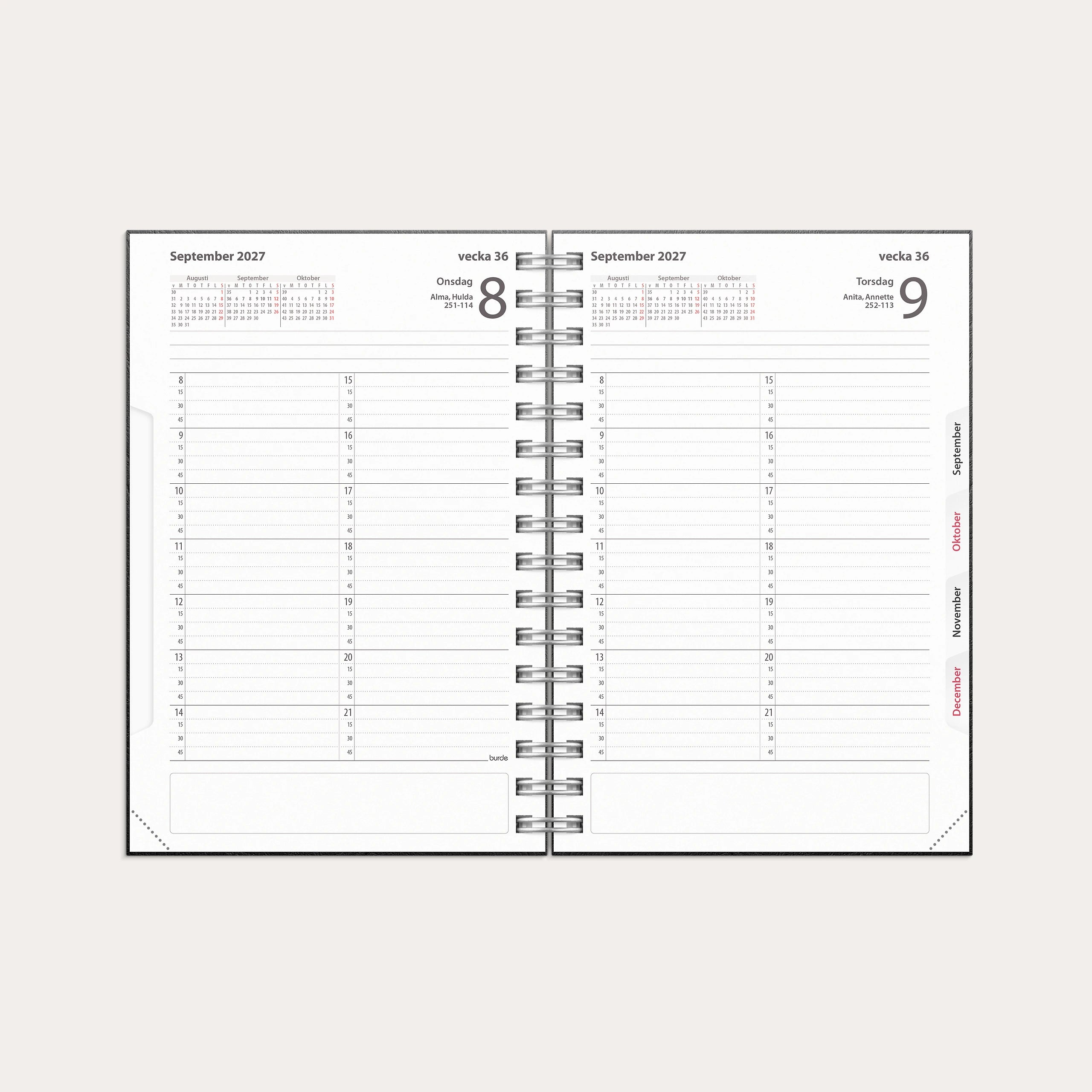 Tidkalender 2027 svart kartong