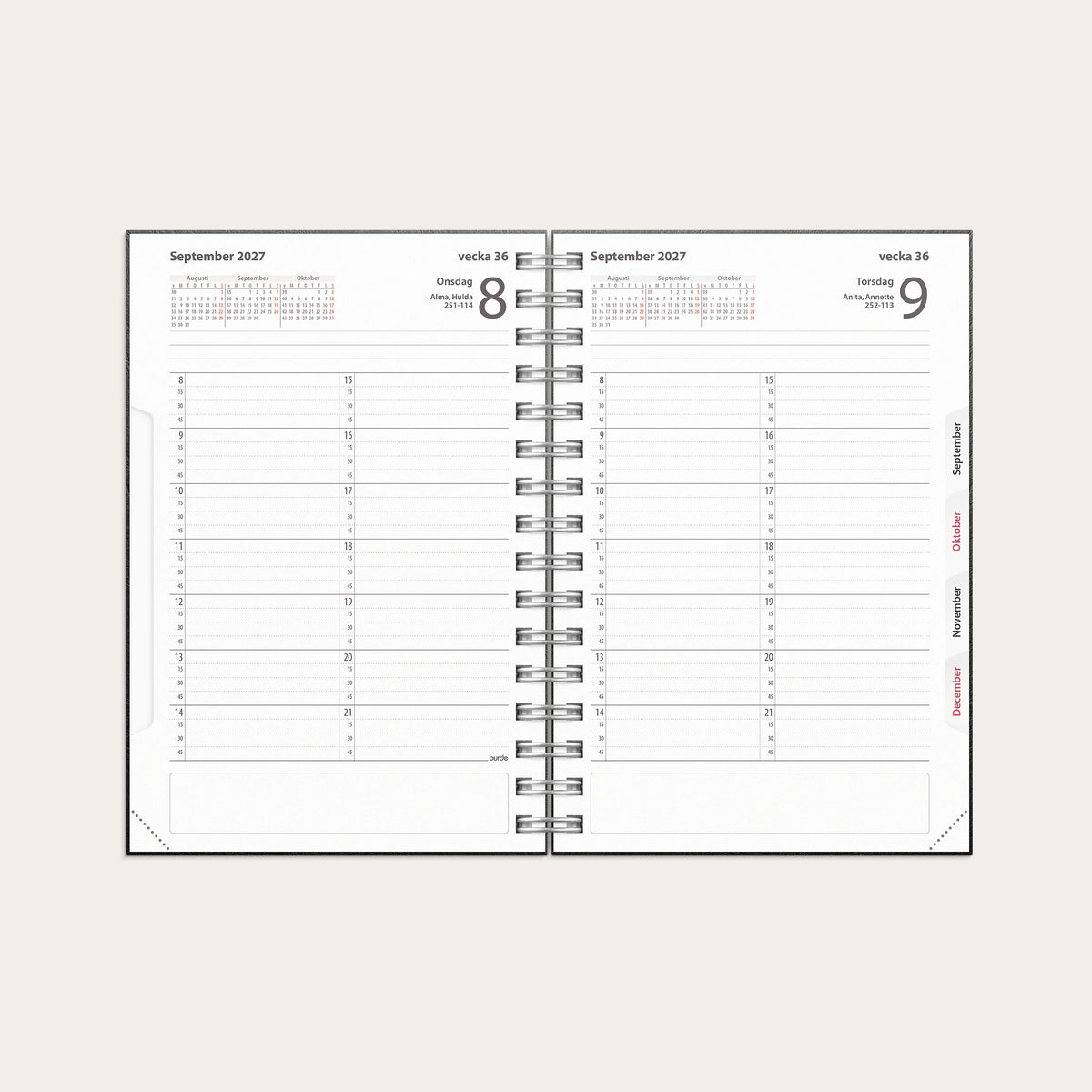Tidkalender 2027 svart kartong