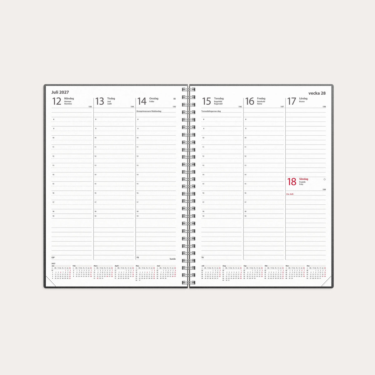Kalender 2027 Weekly A5 refill