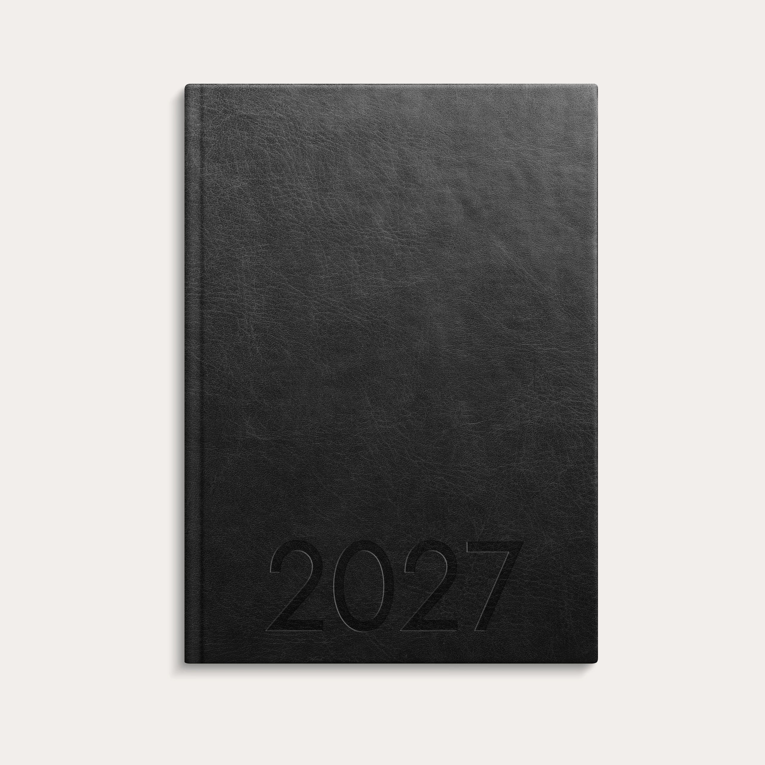 Kalender 2027 Weekly A5 svart konstläder