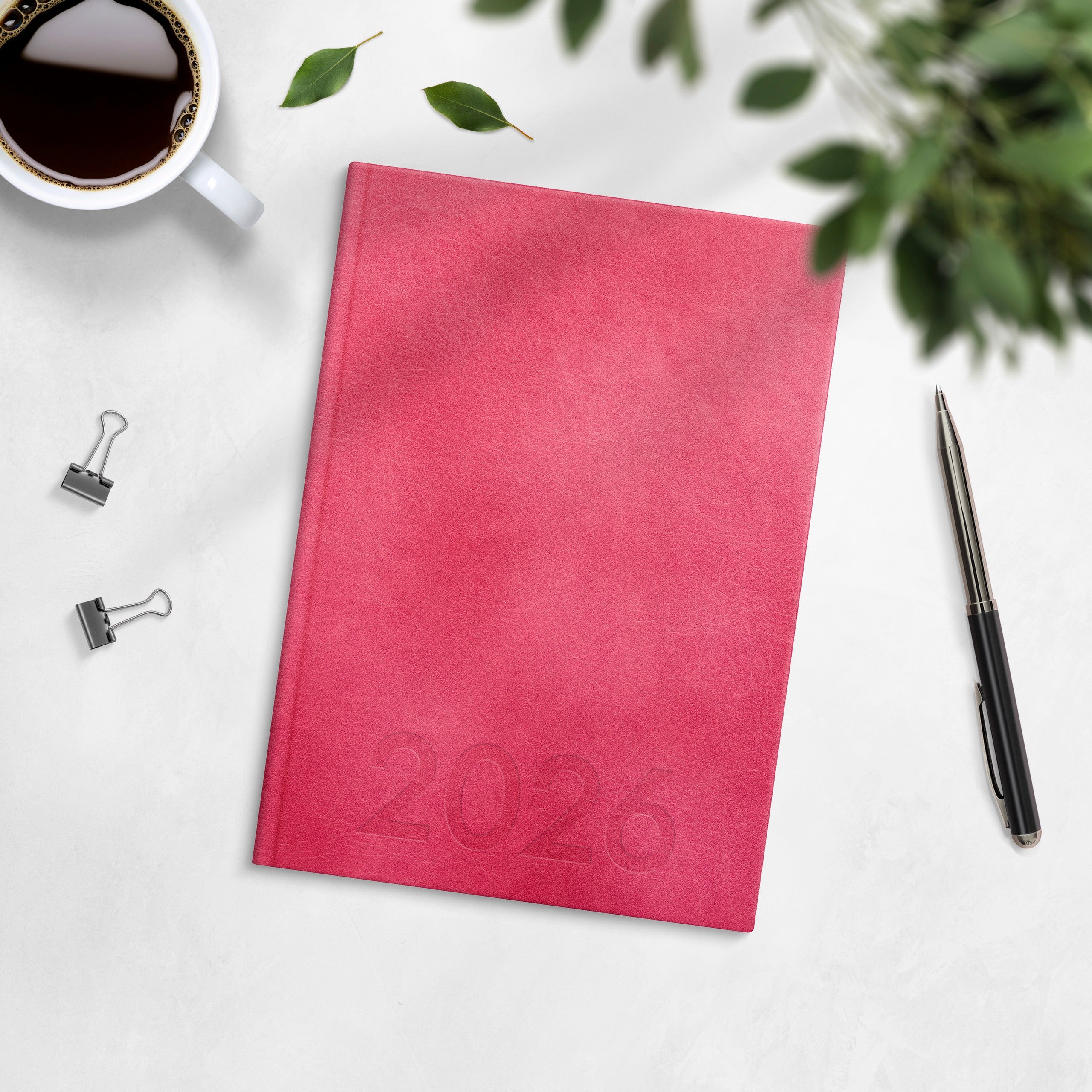 Kalender 2026 Weekly A5 rosa konstläder