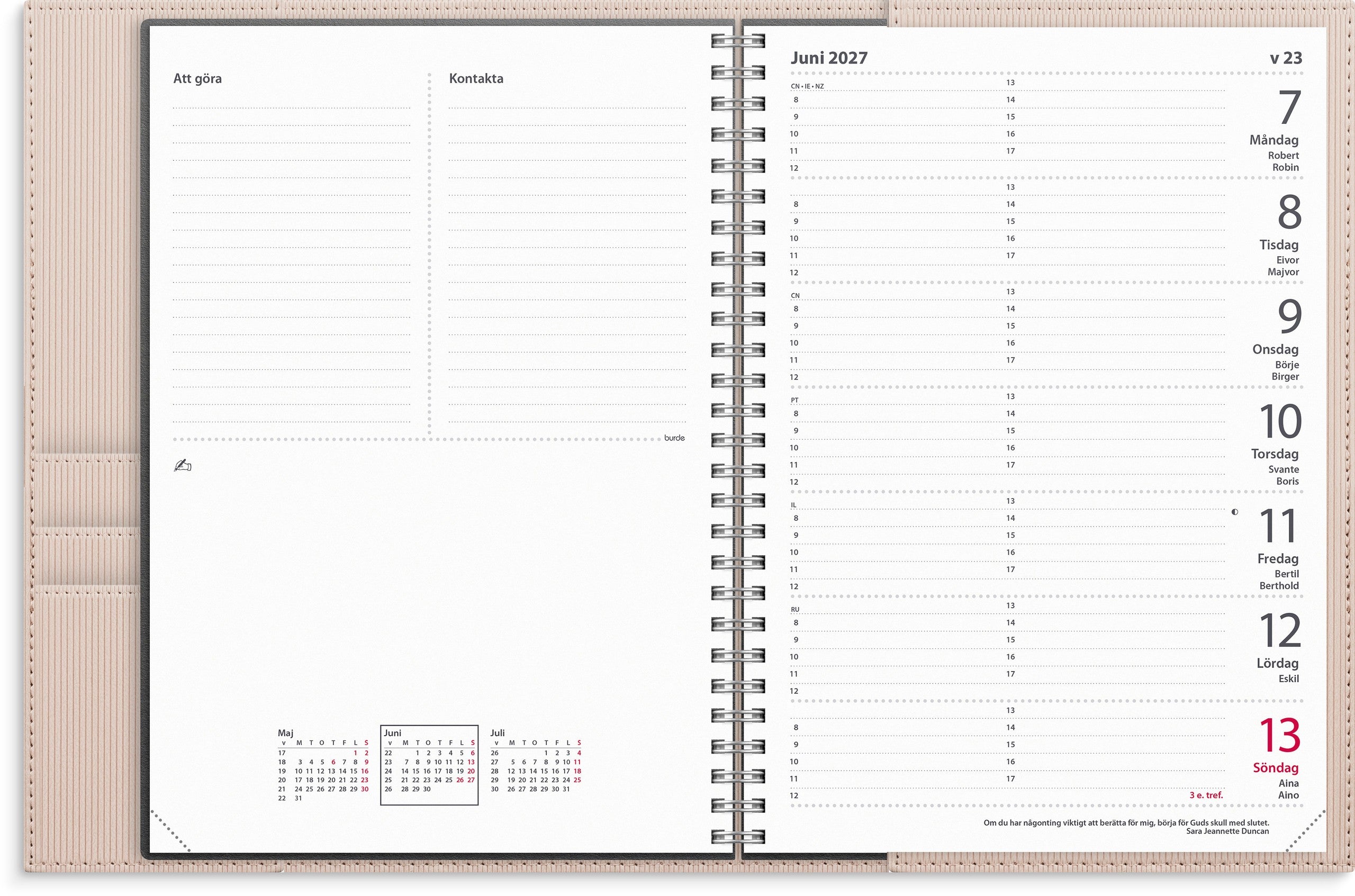Kalender 2027 Diplomat beige konstläder
