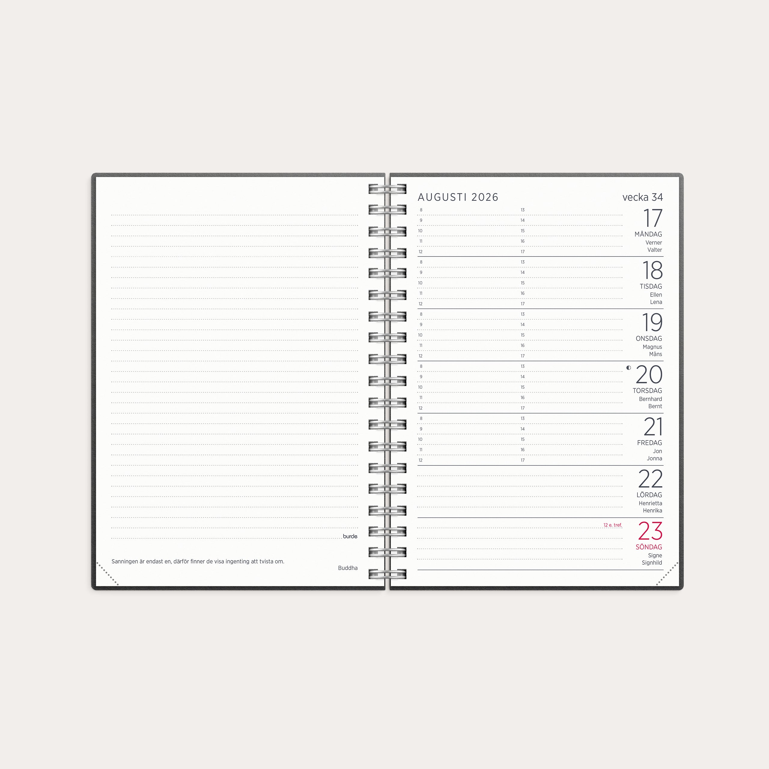 Kalender 2026 Liten Veckokalender refill