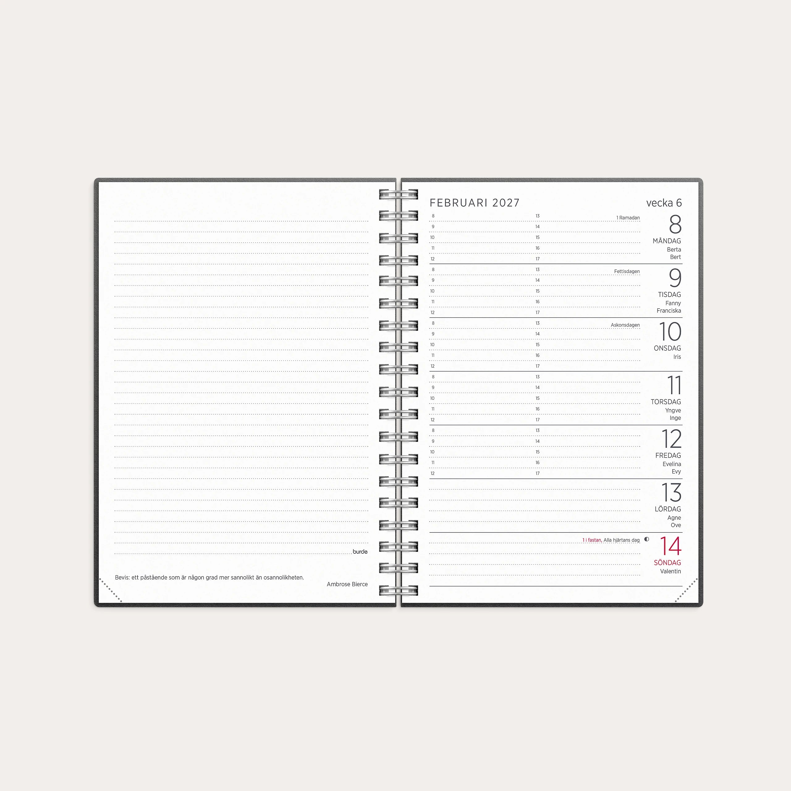 Liten Veckokalender 2027 refill