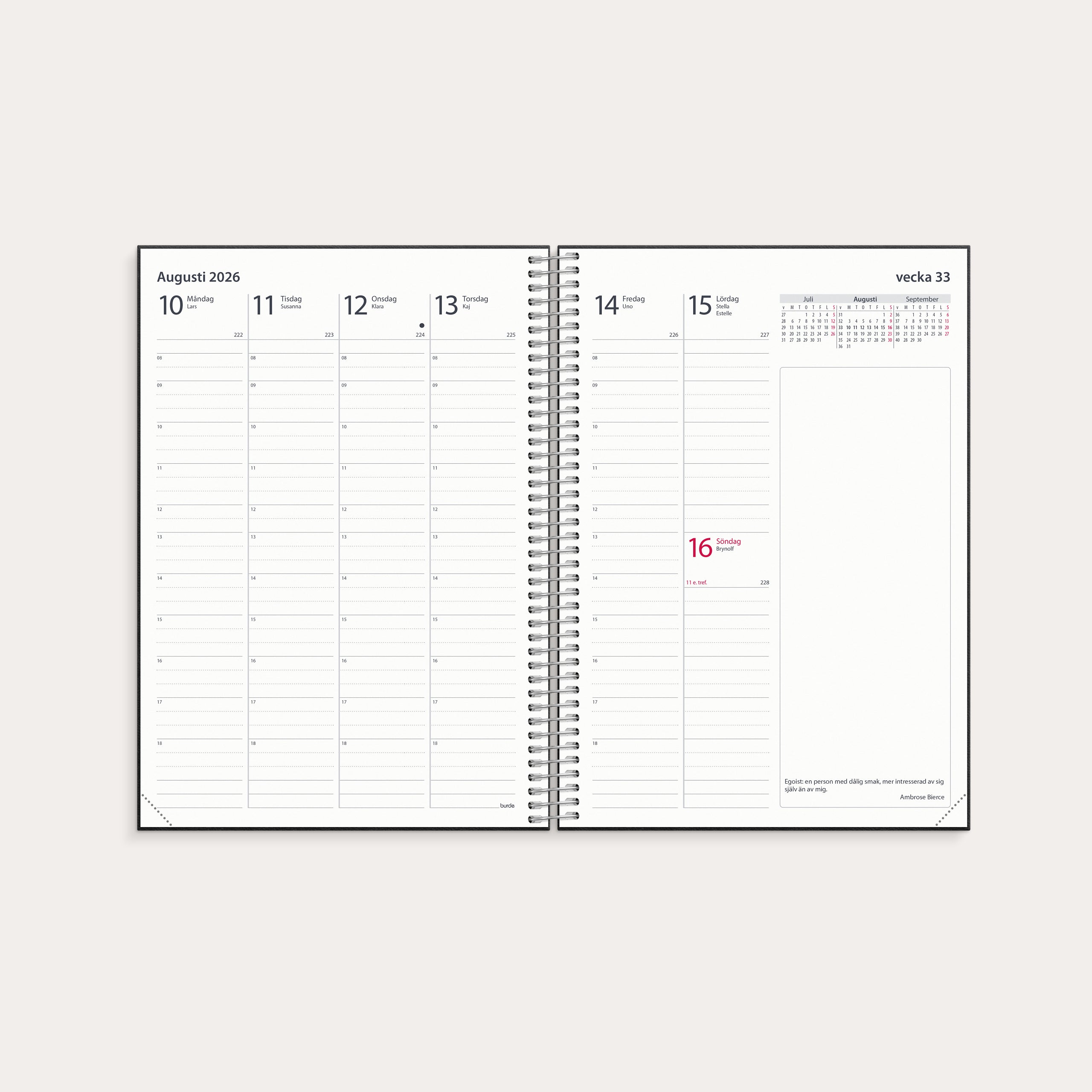 Noteringskalendern 2026 svart konstläder